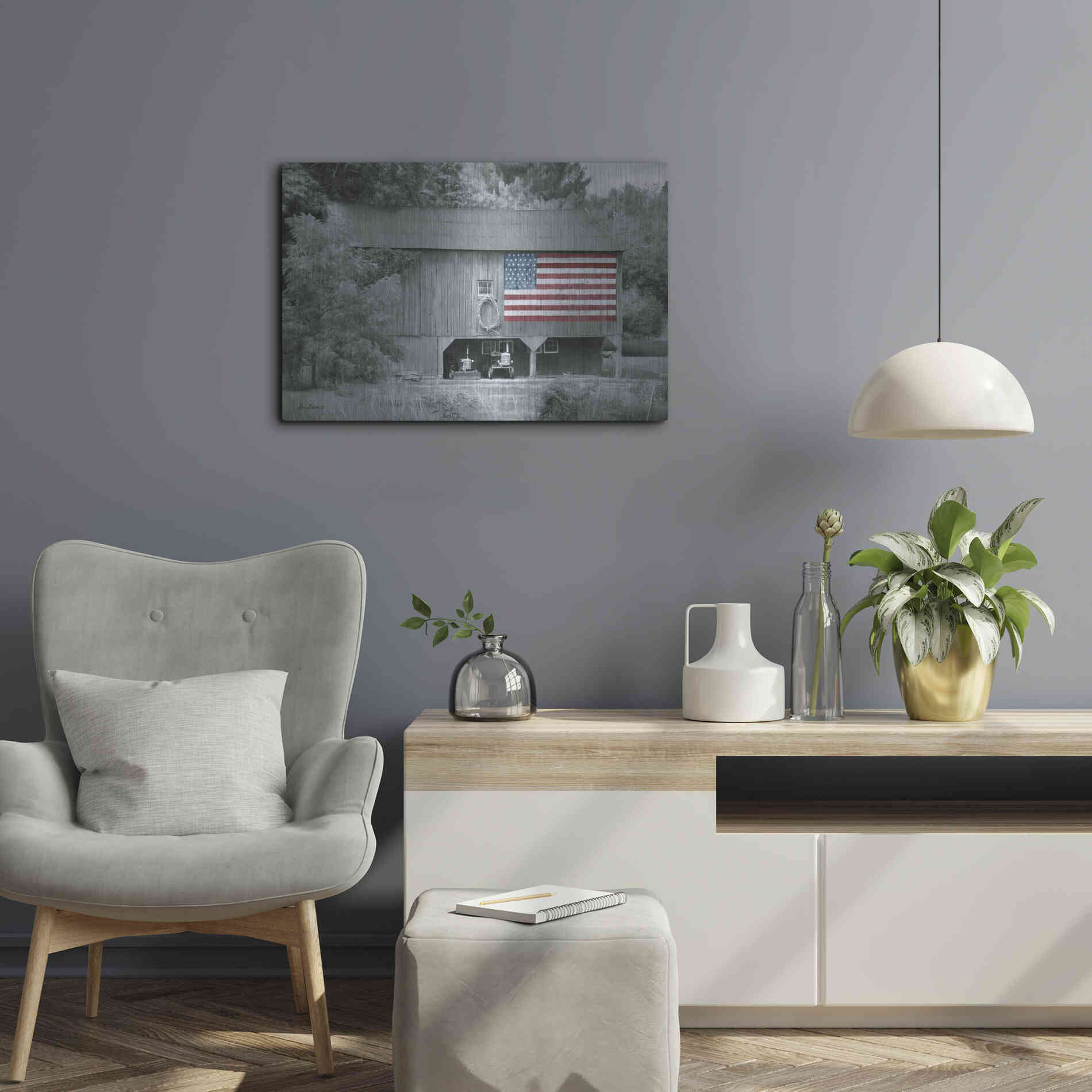 Luxe Metal Art 'Patriotic Farm I' by Lori Deiter Metal Wall Art,24x16
