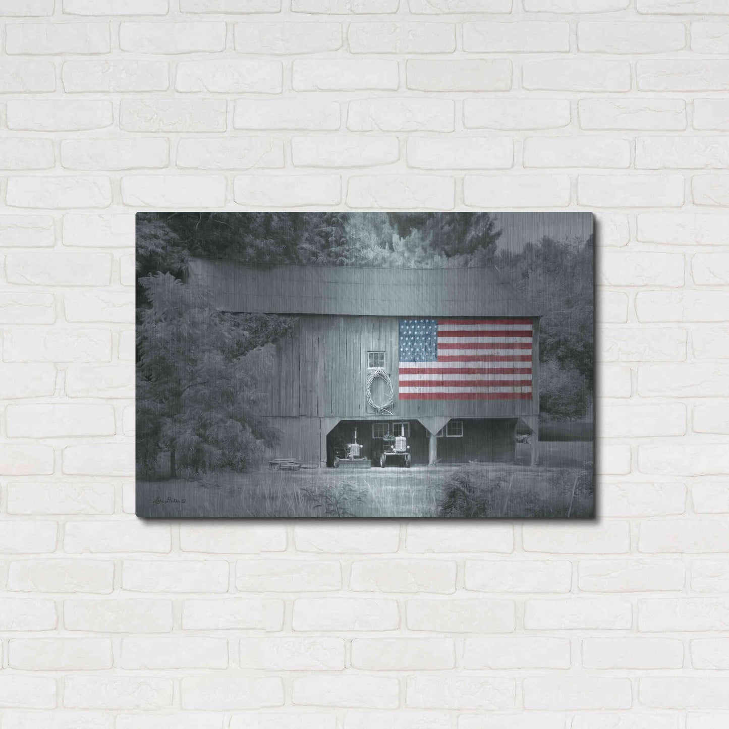 Luxe Metal Art 'Patriotic Farm I' by Lori Deiter Metal Wall Art,36x24