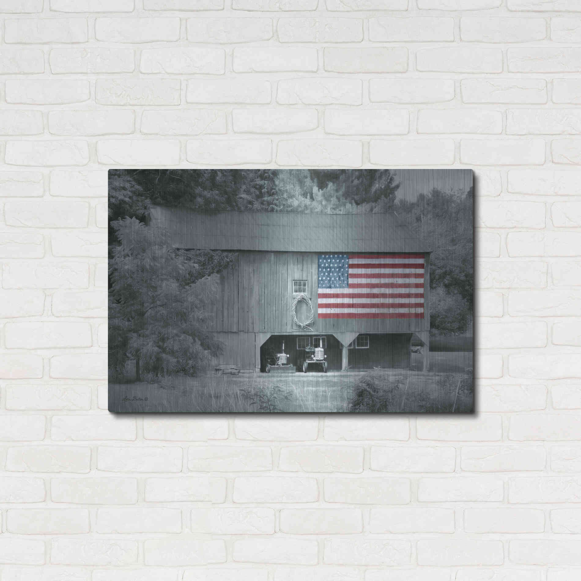 Luxe Metal Art 'Patriotic Farm I' by Lori Deiter Metal Wall Art,36x24