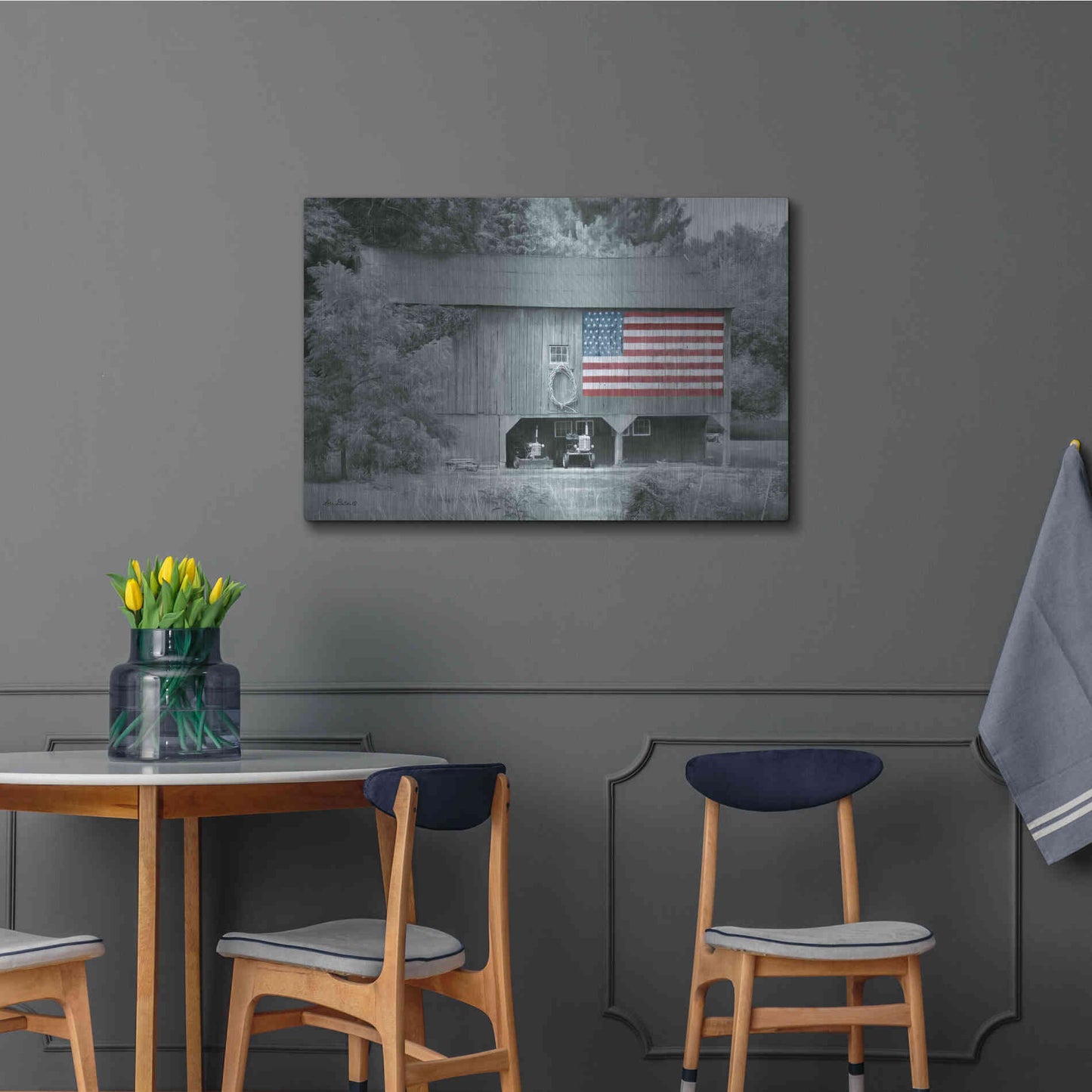 Luxe Metal Art 'Patriotic Farm I' by Lori Deiter Metal Wall Art,36x24