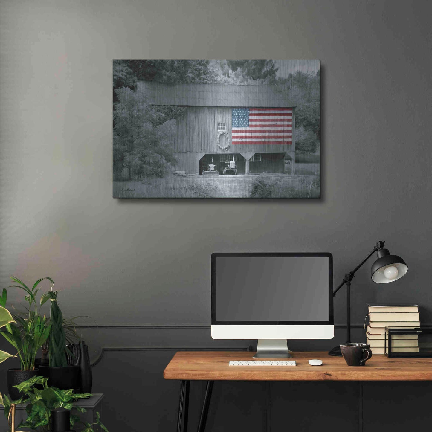 Luxe Metal Art 'Patriotic Farm I' by Lori Deiter Metal Wall Art,36x24