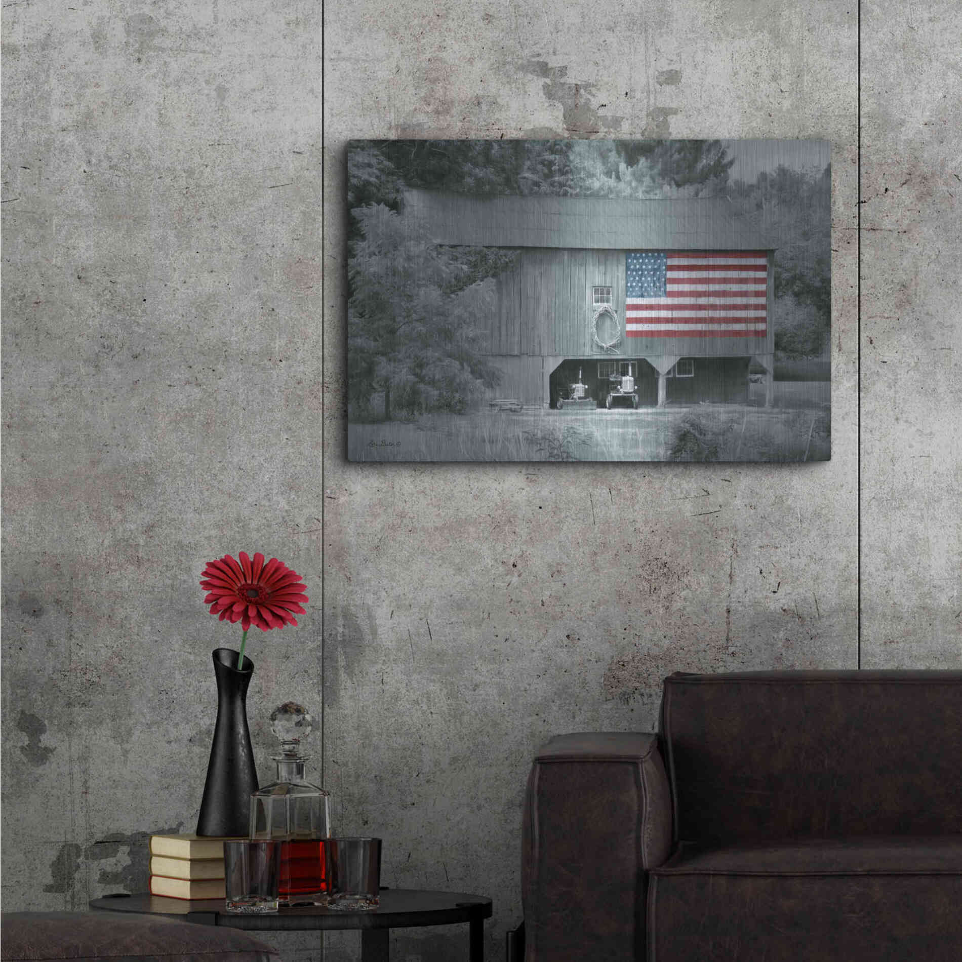 Luxe Metal Art 'Patriotic Farm I' by Lori Deiter Metal Wall Art,36x24