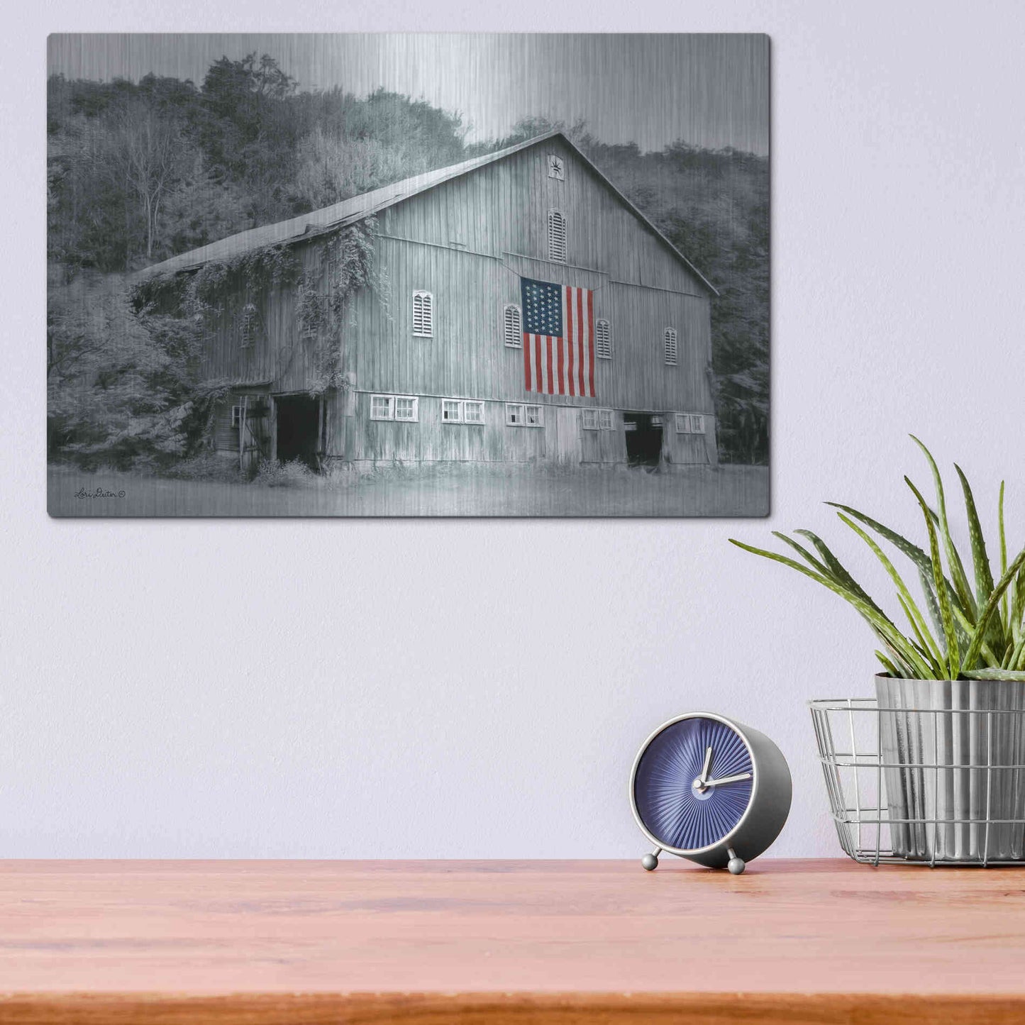 Luxe Metal Art 'Patriotic Farm II' by Lori Deiter Metal Wall Art,16x12
