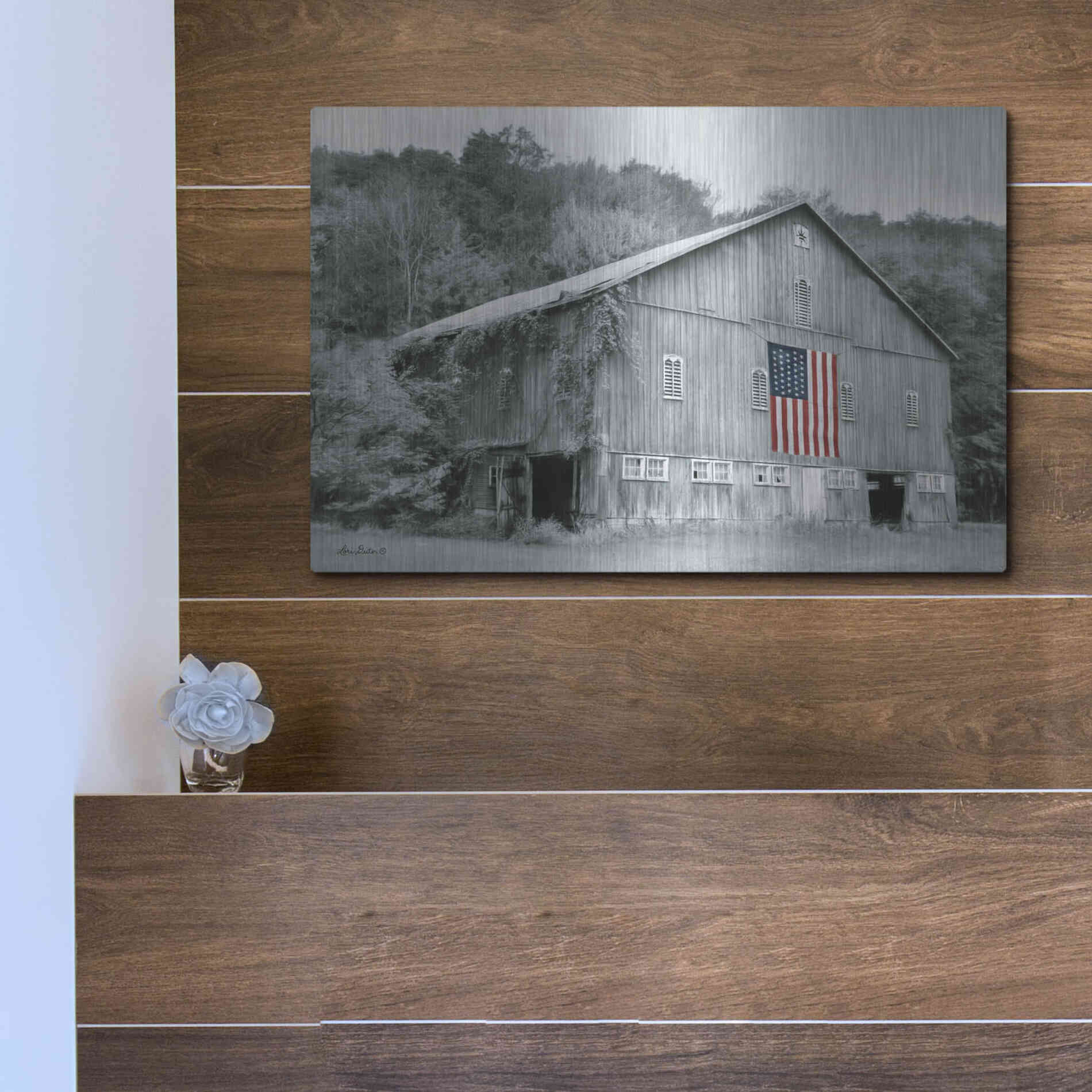 Luxe Metal Art 'Patriotic Farm II' by Lori Deiter Metal Wall Art,16x12