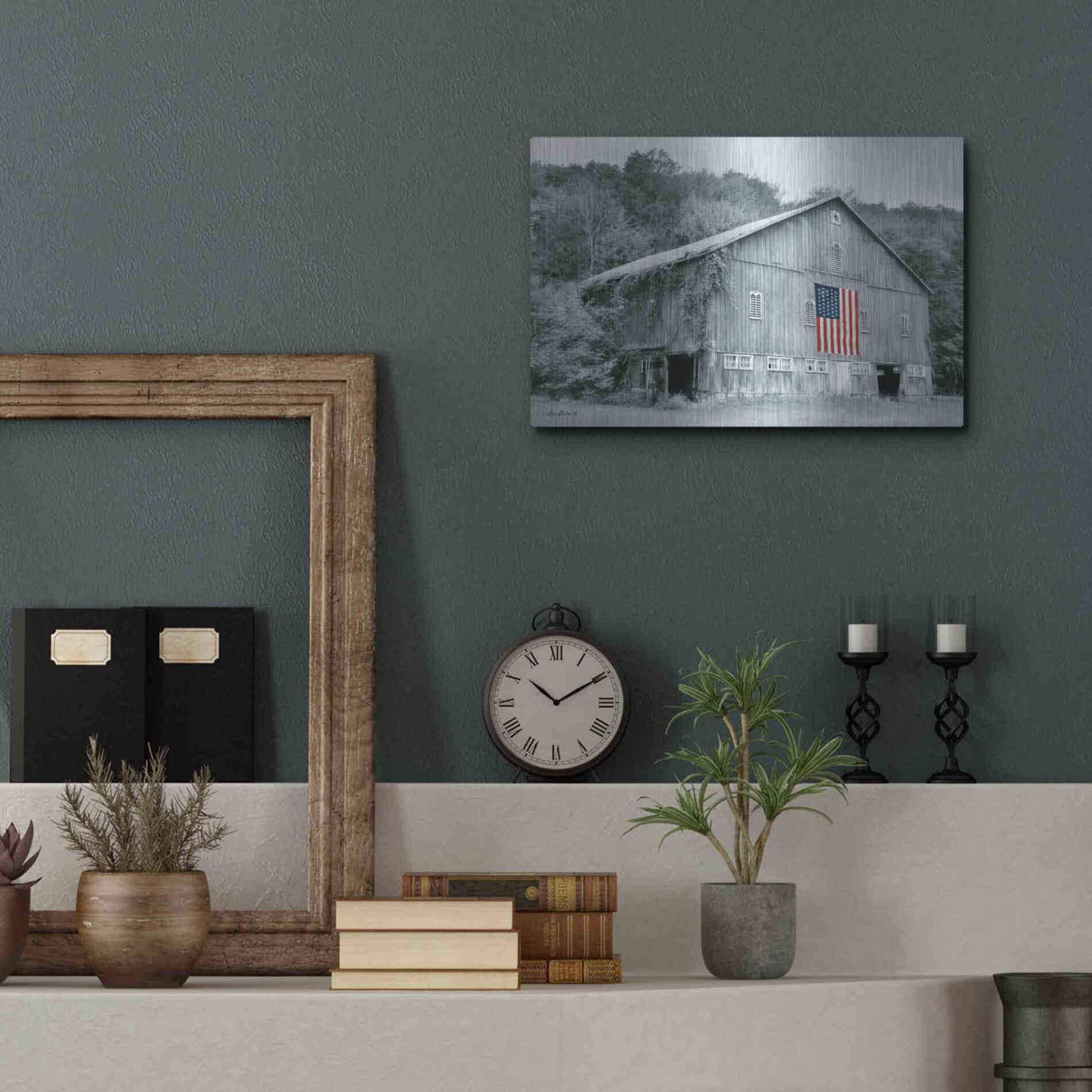 Luxe Metal Art 'Patriotic Farm II' by Lori Deiter Metal Wall Art,16x12