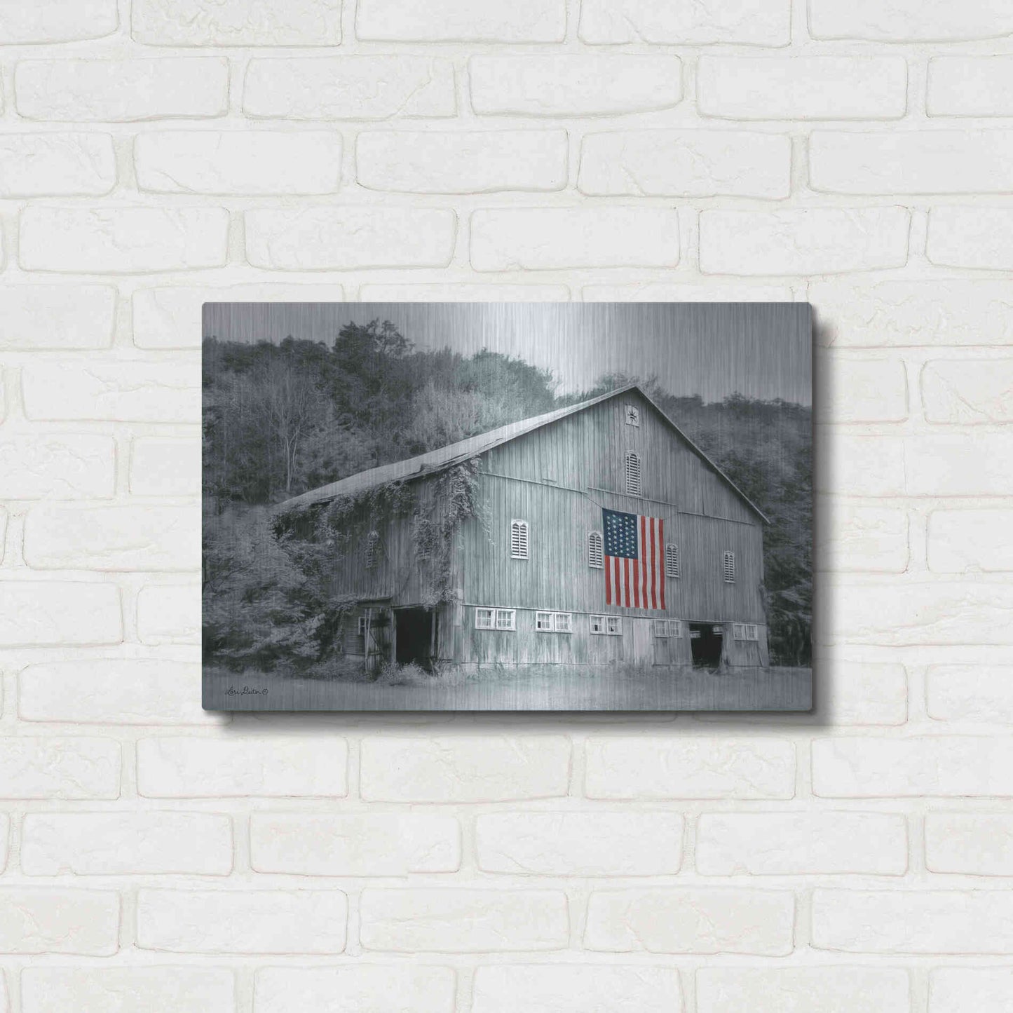 Luxe Metal Art 'Patriotic Farm II' by Lori Deiter Metal Wall Art,24x16