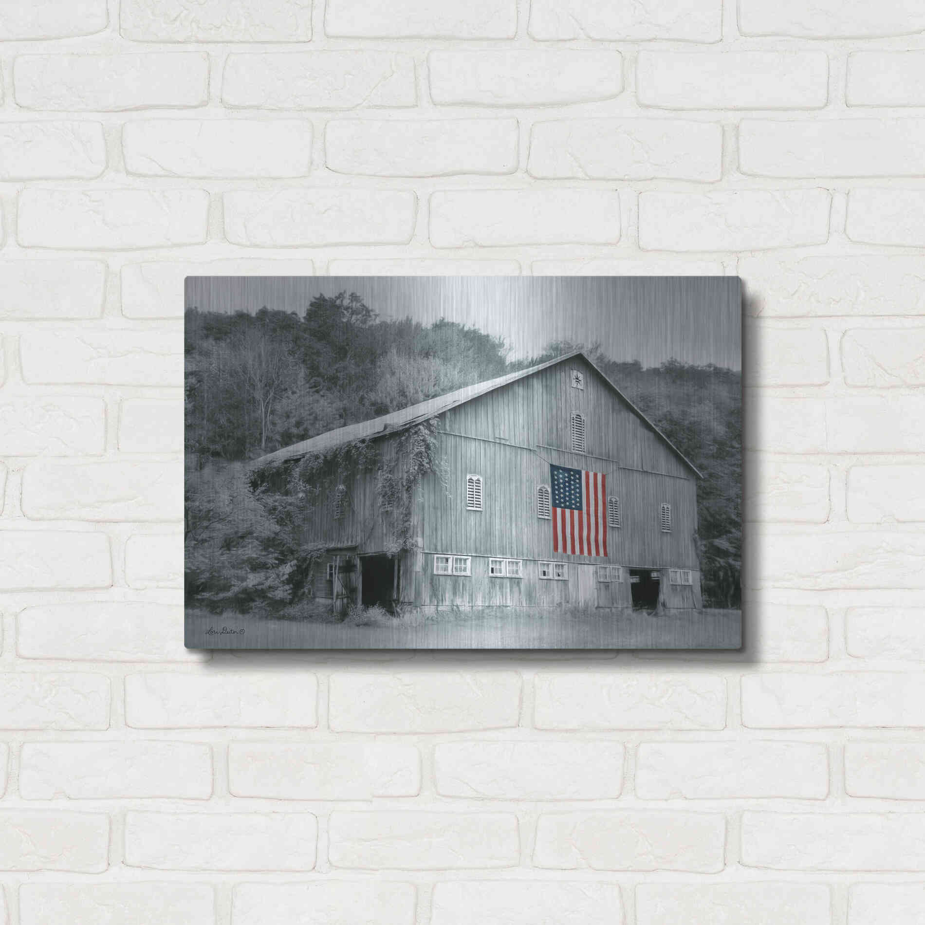 Luxe Metal Art 'Patriotic Farm II' by Lori Deiter Metal Wall Art,24x16