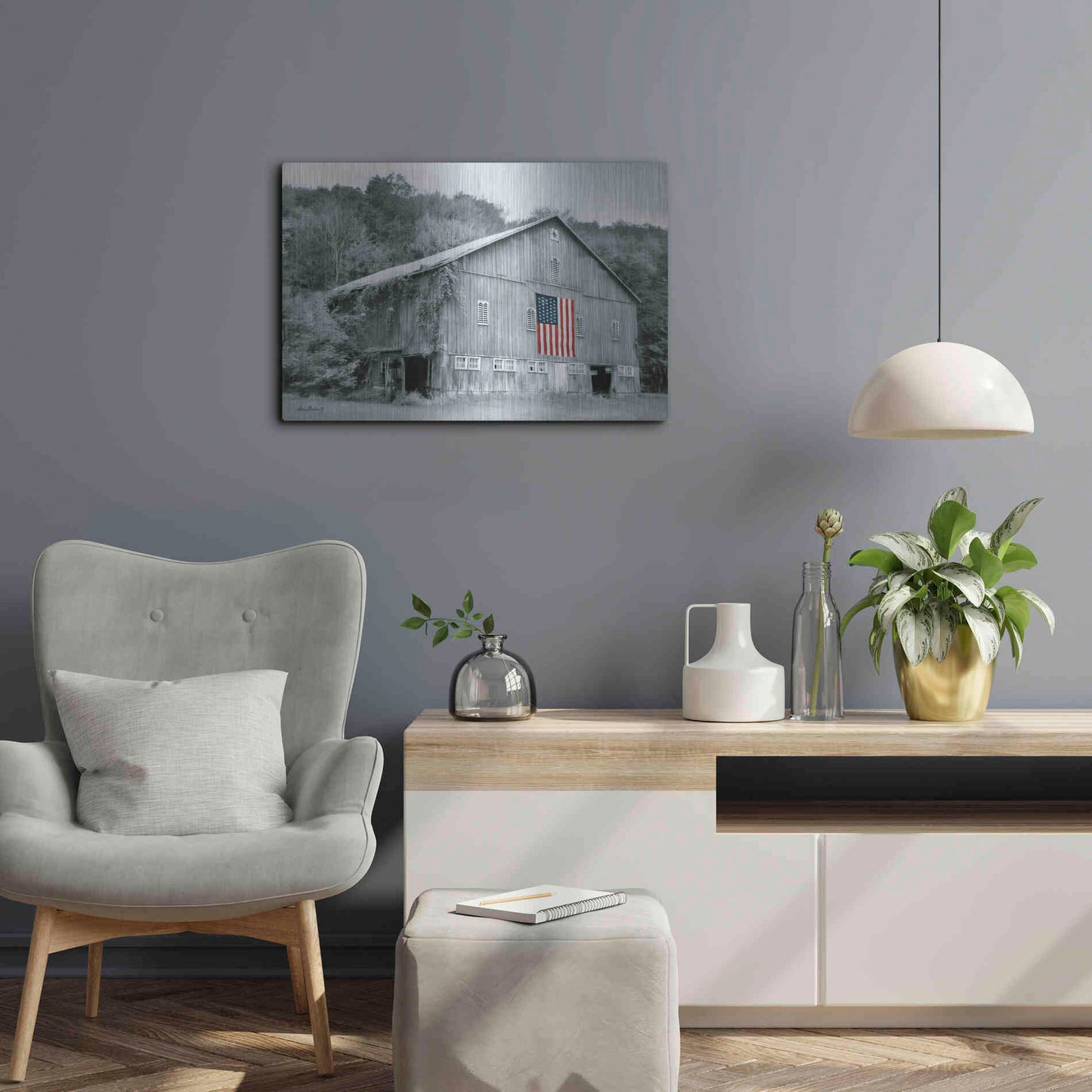 Luxe Metal Art 'Patriotic Farm II' by Lori Deiter Metal Wall Art,24x16