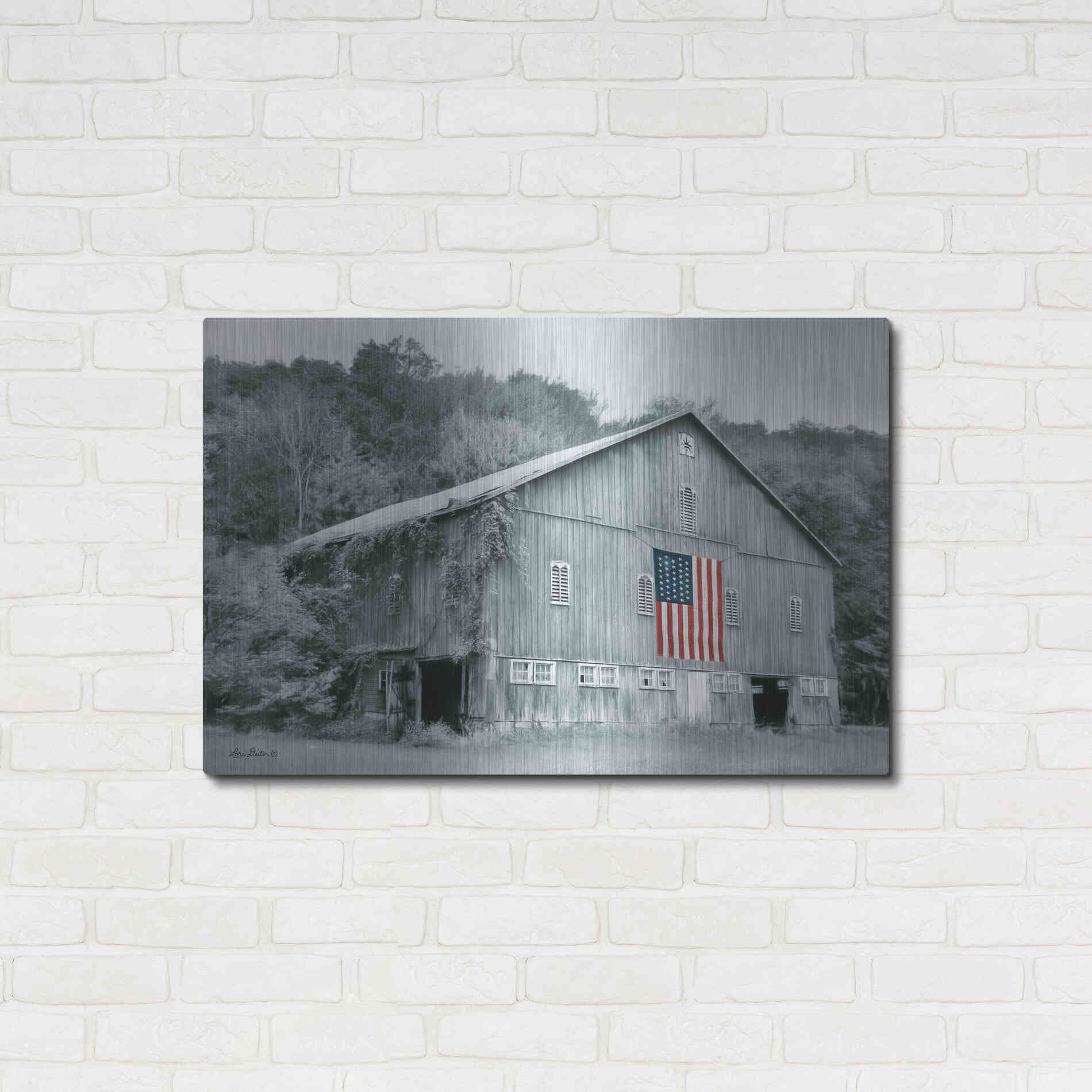 Luxe Metal Art 'Patriotic Farm II' by Lori Deiter Metal Wall Art,36x24