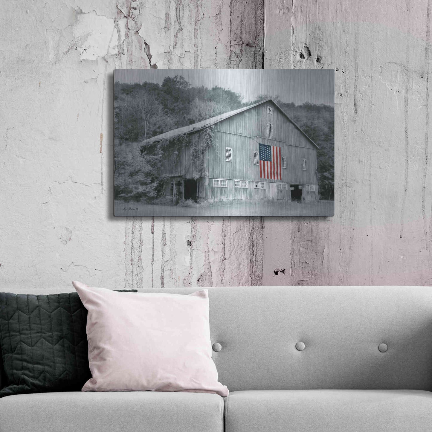 Luxe Metal Art 'Patriotic Farm II' by Lori Deiter Metal Wall Art,36x24