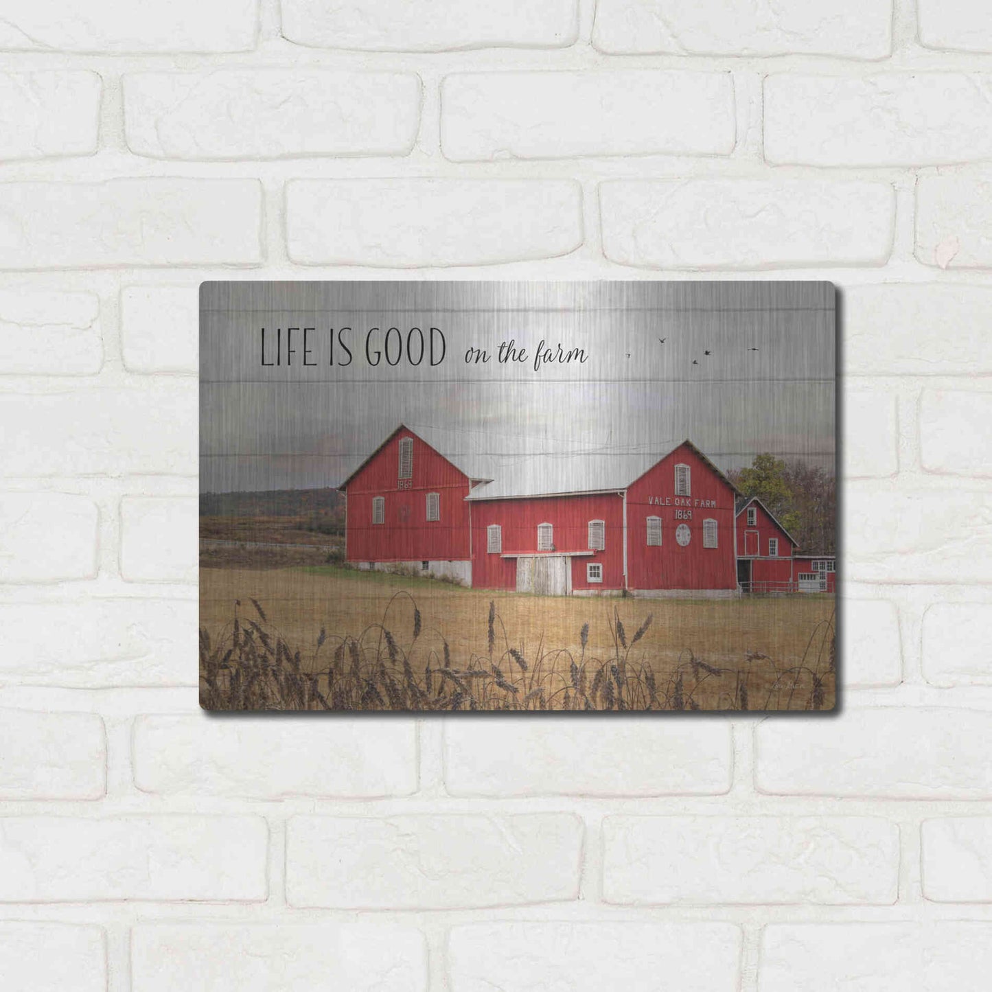 Luxe Metal Art 'Life is Good on the Farm' by Lori Deiter Metal Wall Art,16x12