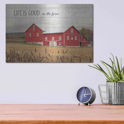 Luxe Metal Art 'Life is Good on the Farm' by Lori Deiter Metal Wall Art,16x12