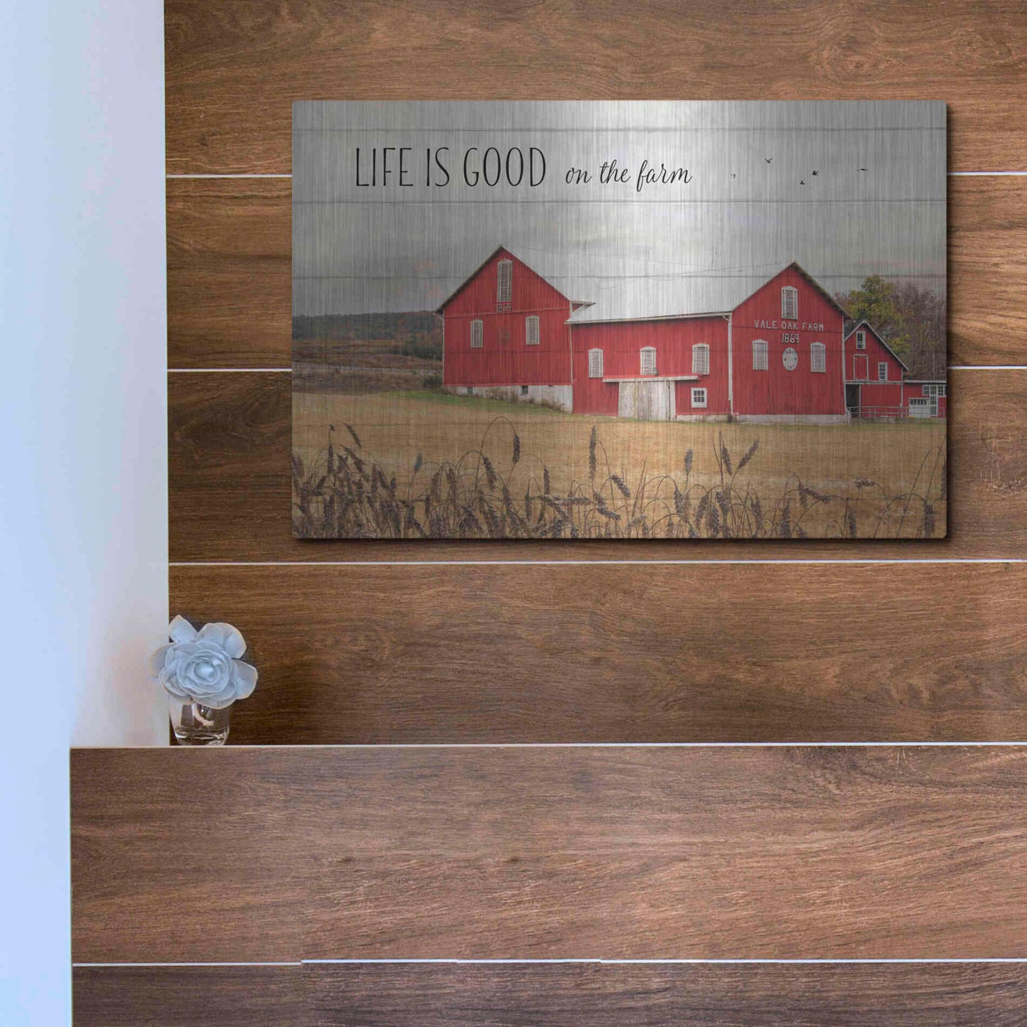 Luxe Metal Art 'Life is Good on the Farm' by Lori Deiter Metal Wall Art,16x12