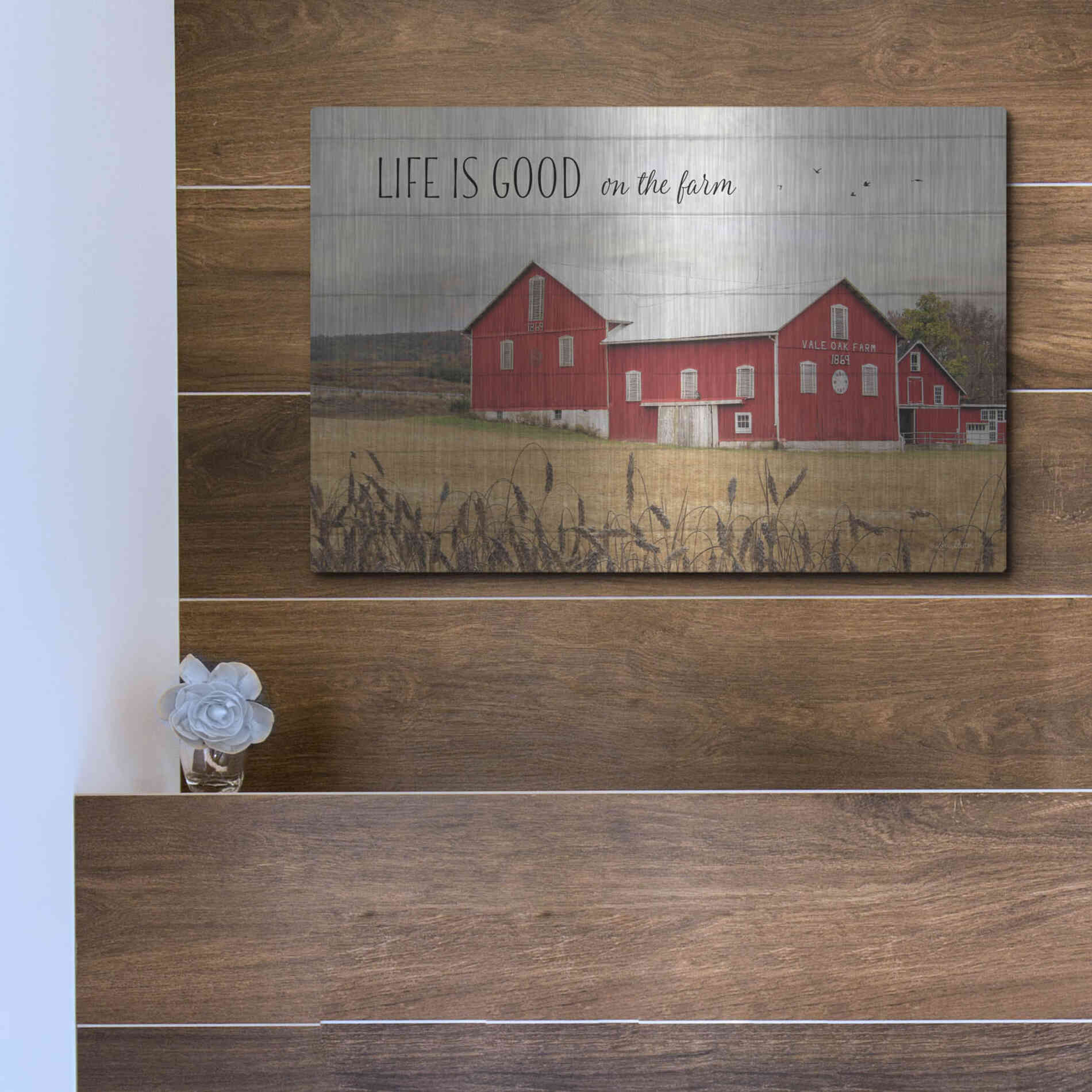 Luxe Metal Art 'Life is Good on the Farm' by Lori Deiter Metal Wall Art,16x12