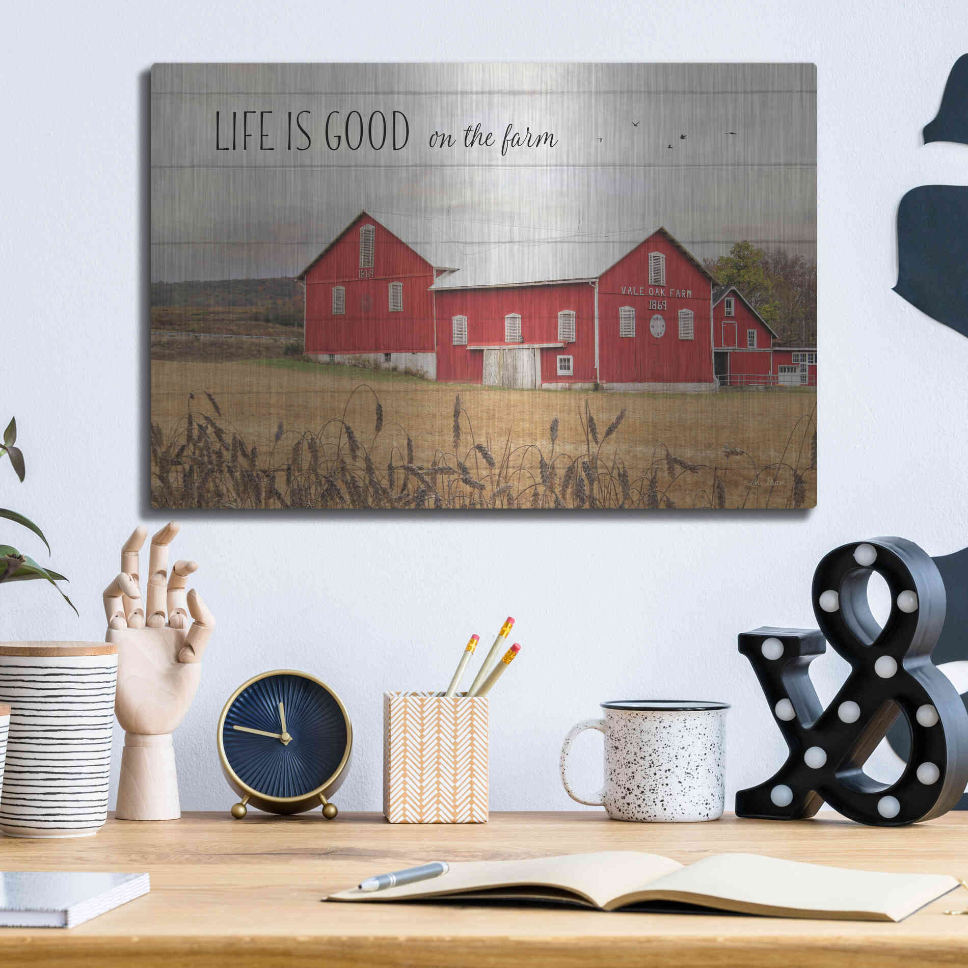 Luxe Metal Art 'Life is Good on the Farm' by Lori Deiter Metal Wall Art,16x12