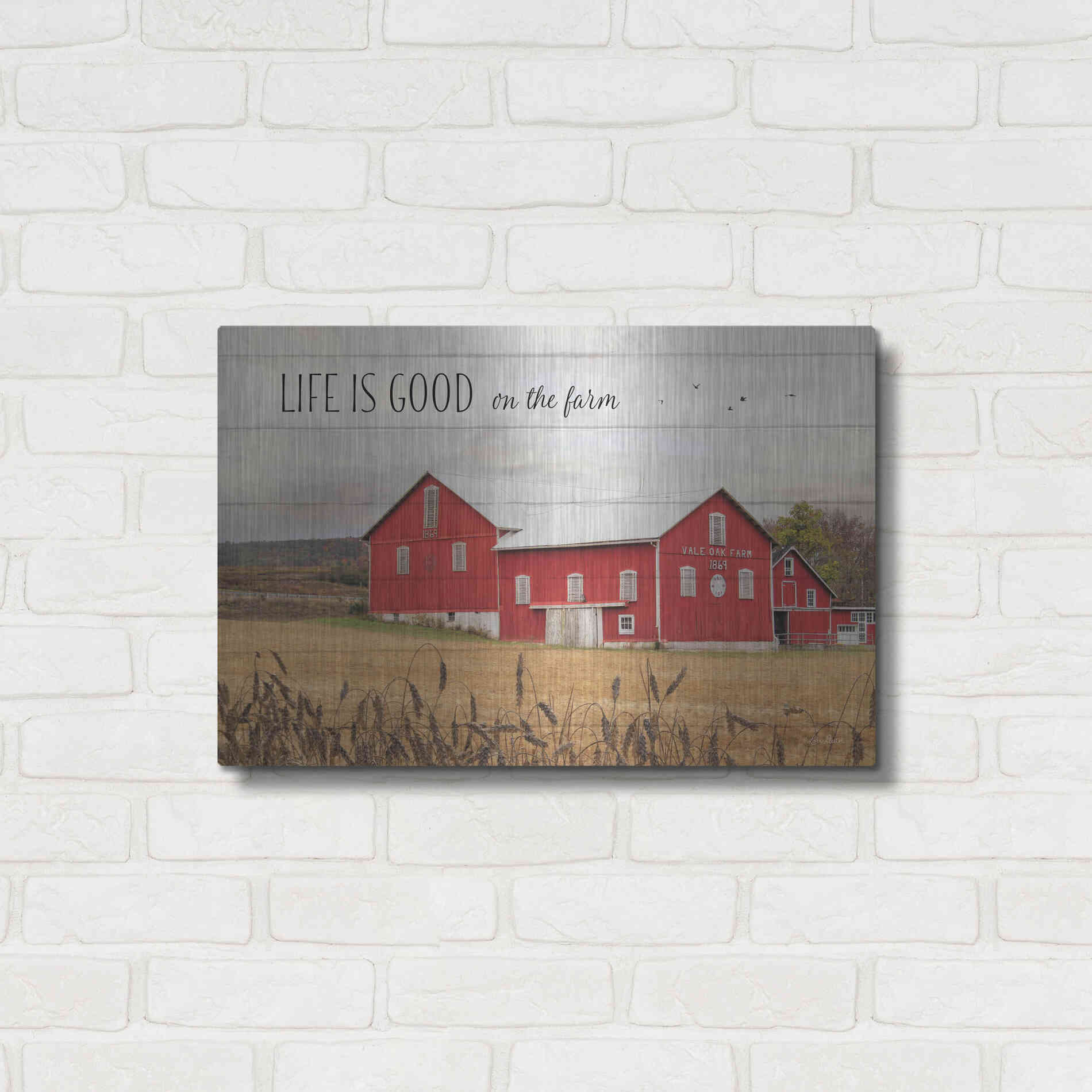 Luxe Metal Art 'Life is Good on the Farm' by Lori Deiter Metal Wall Art,24x16