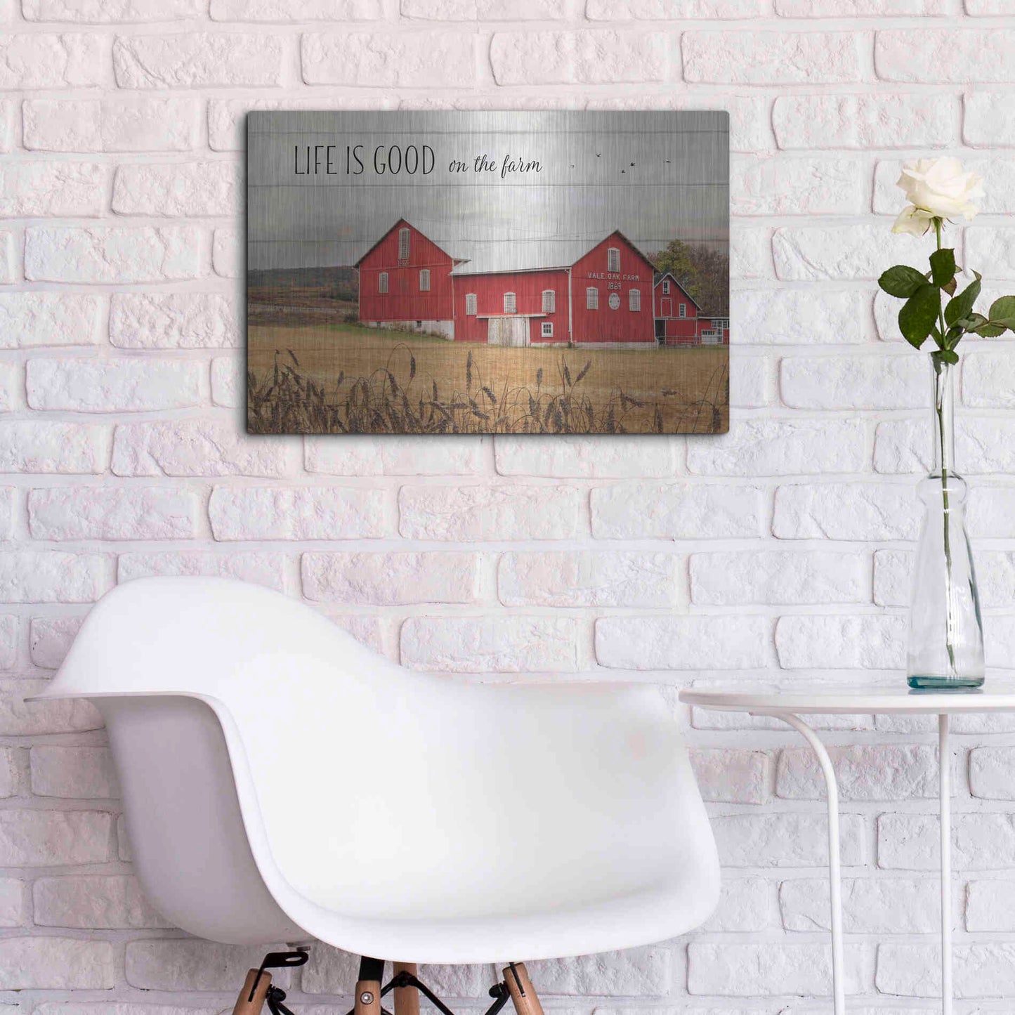 Luxe Metal Art 'Life is Good on the Farm' by Lori Deiter Metal Wall Art,24x16