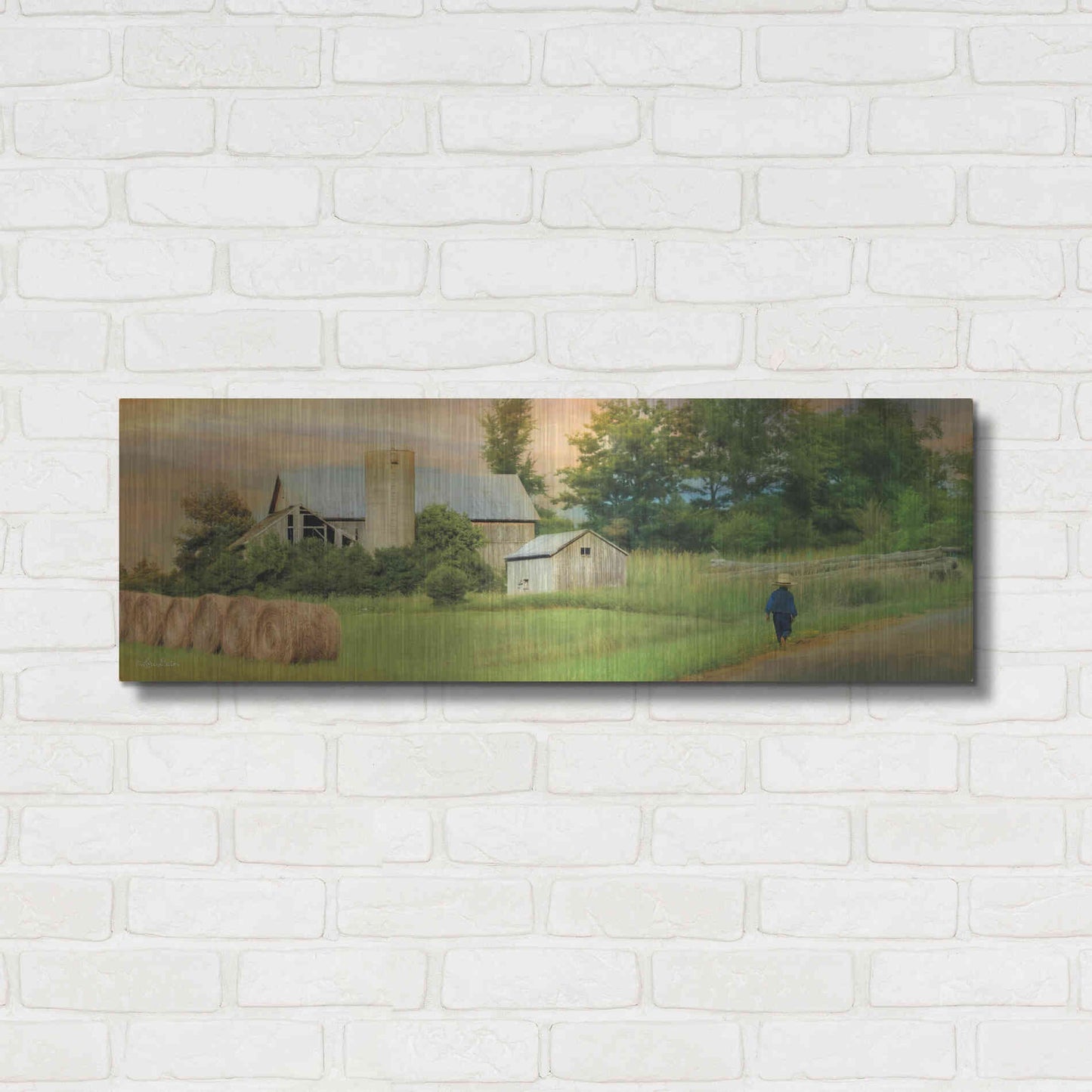 Luxe Metal Art 'Amish Barefoot Farmer' by Lori Deiter Metal Wall Art,36x12