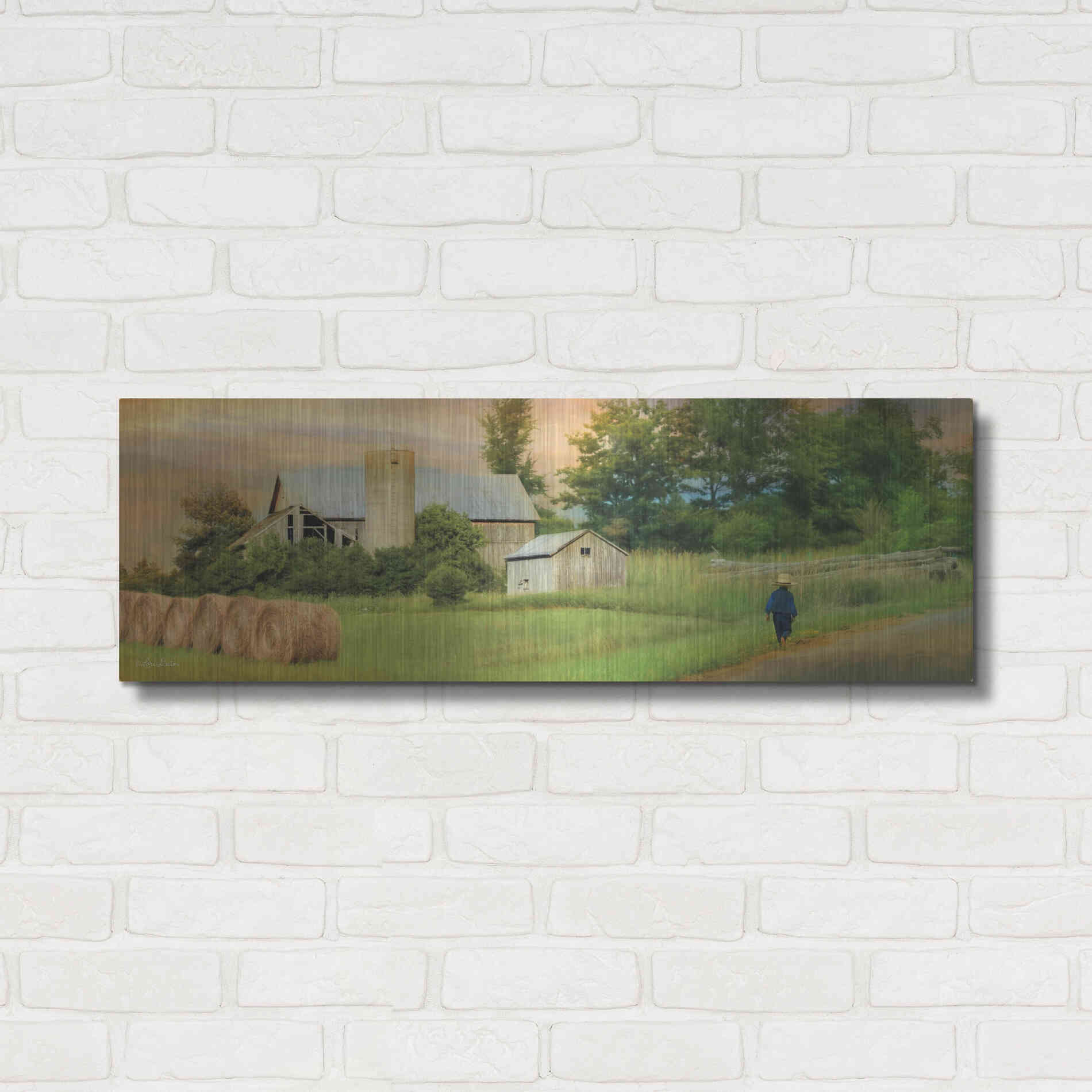 Luxe Metal Art 'Amish Barefoot Farmer' by Lori Deiter Metal Wall Art,36x12