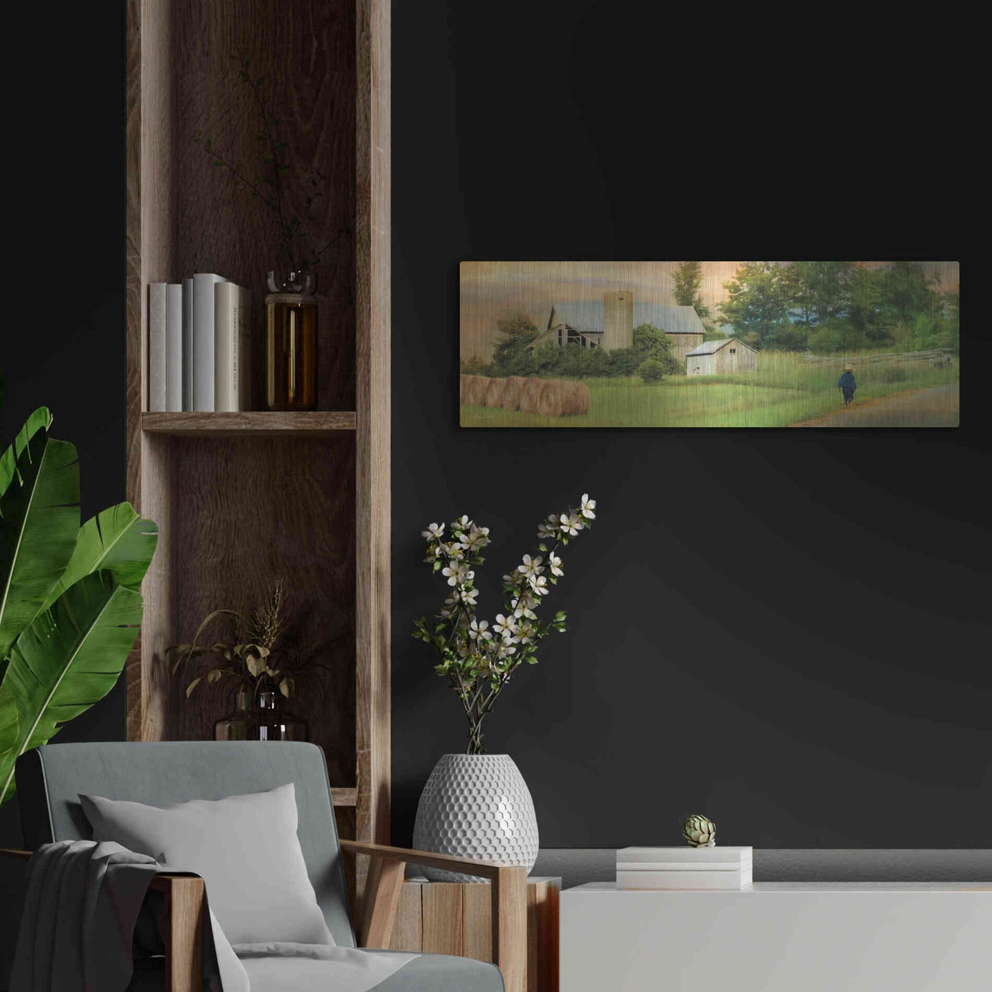 Luxe Metal Art 'Amish Barefoot Farmer' by Lori Deiter Metal Wall Art,36x12