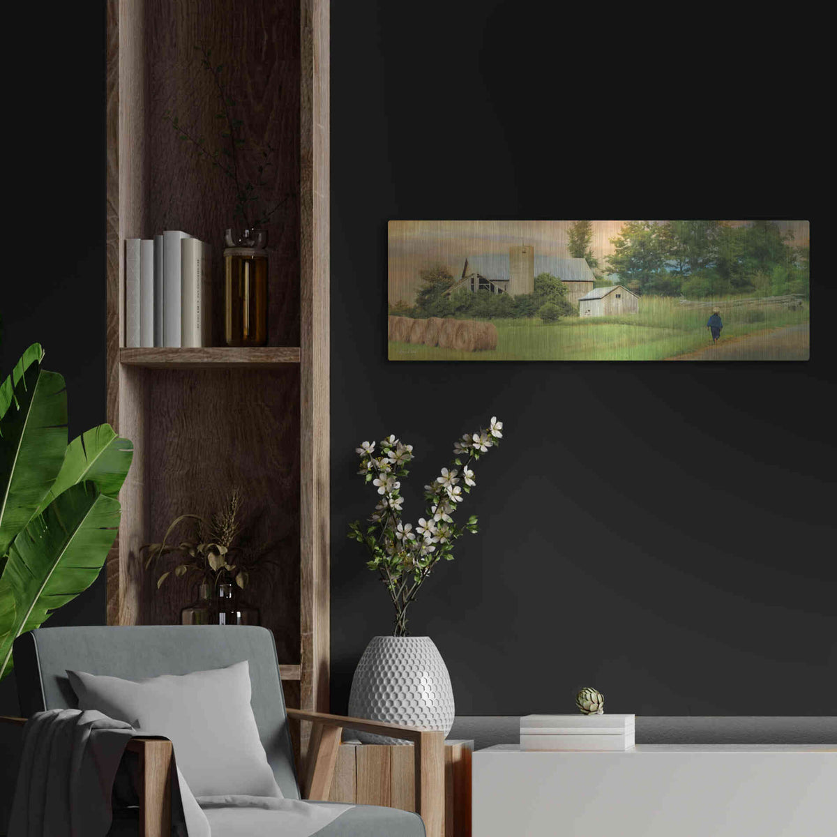 Luxe Metal Art 'Amish Barefoot Farmer' by Lori Deiter Metal Wall Art,36x12