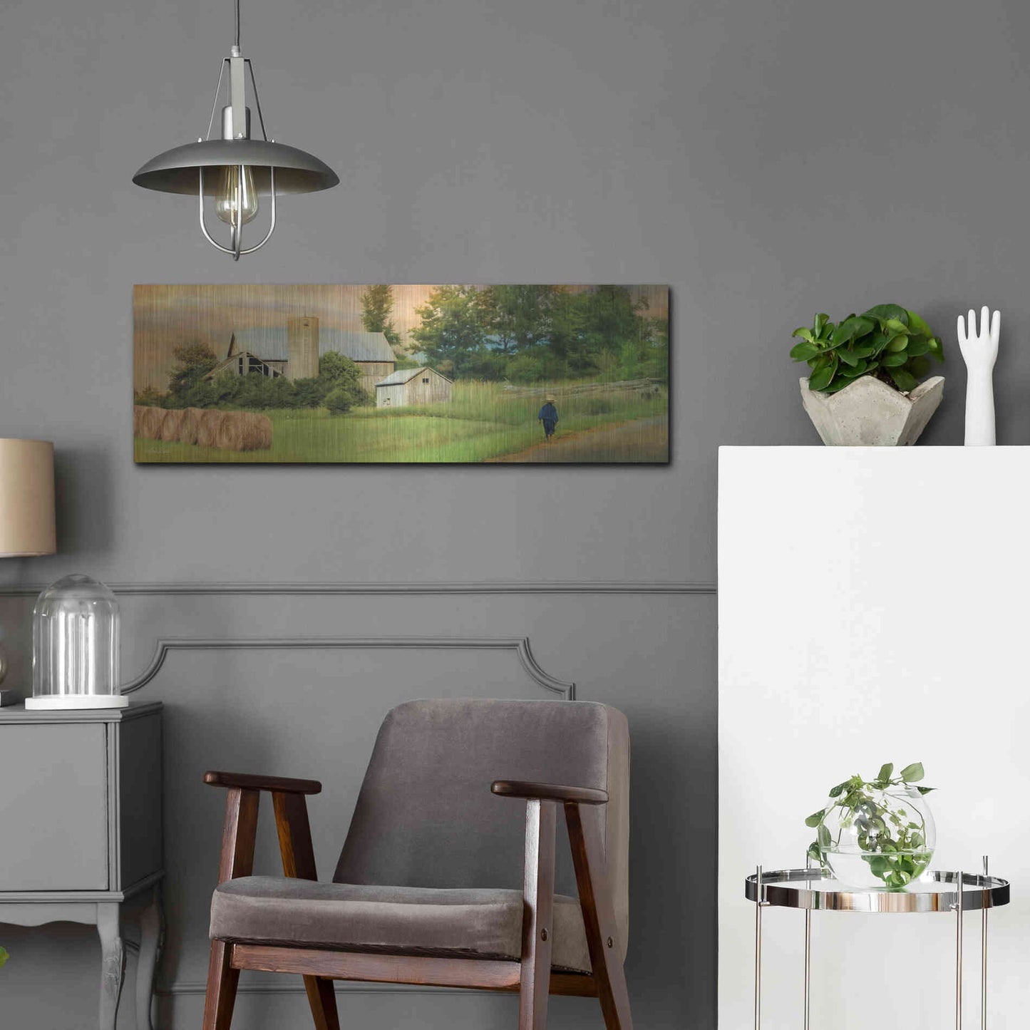 Luxe Metal Art 'Amish Barefoot Farmer' by Lori Deiter Metal Wall Art,36x12