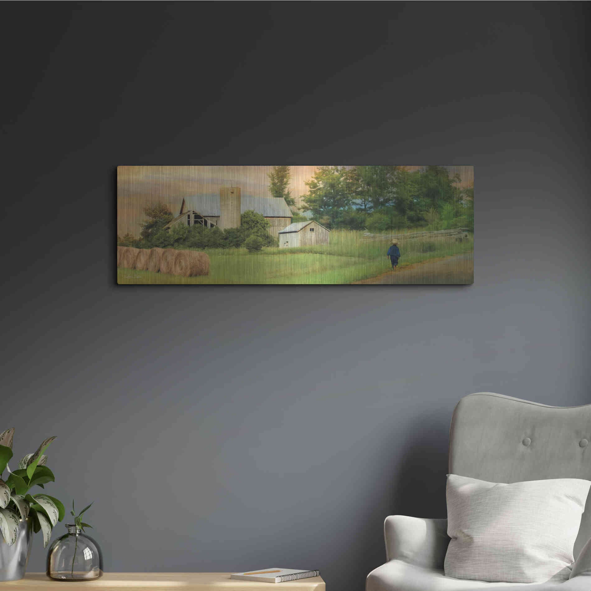 Luxe Metal Art 'Amish Barefoot Farmer' by Lori Deiter Metal Wall Art,36x12