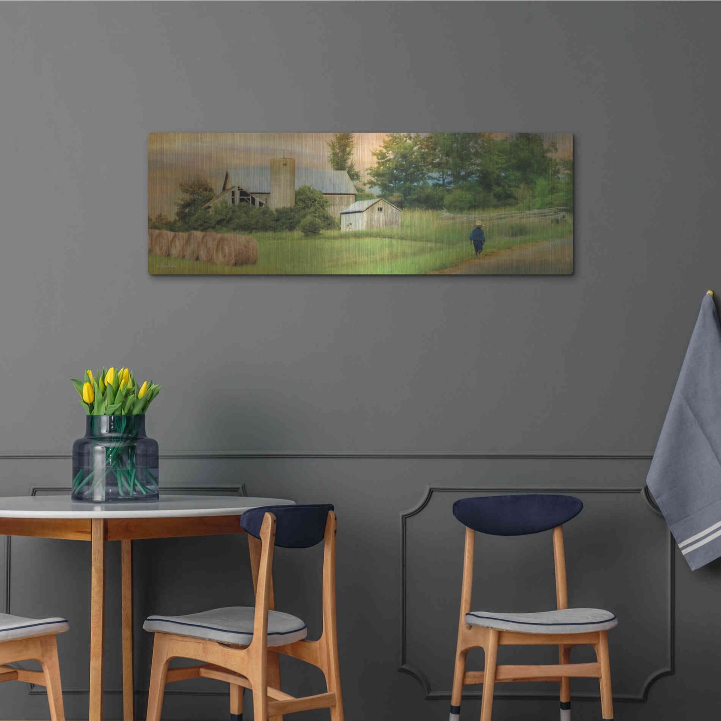 Luxe Metal Art 'Amish Barefoot Farmer' by Lori Deiter Metal Wall Art,48x16