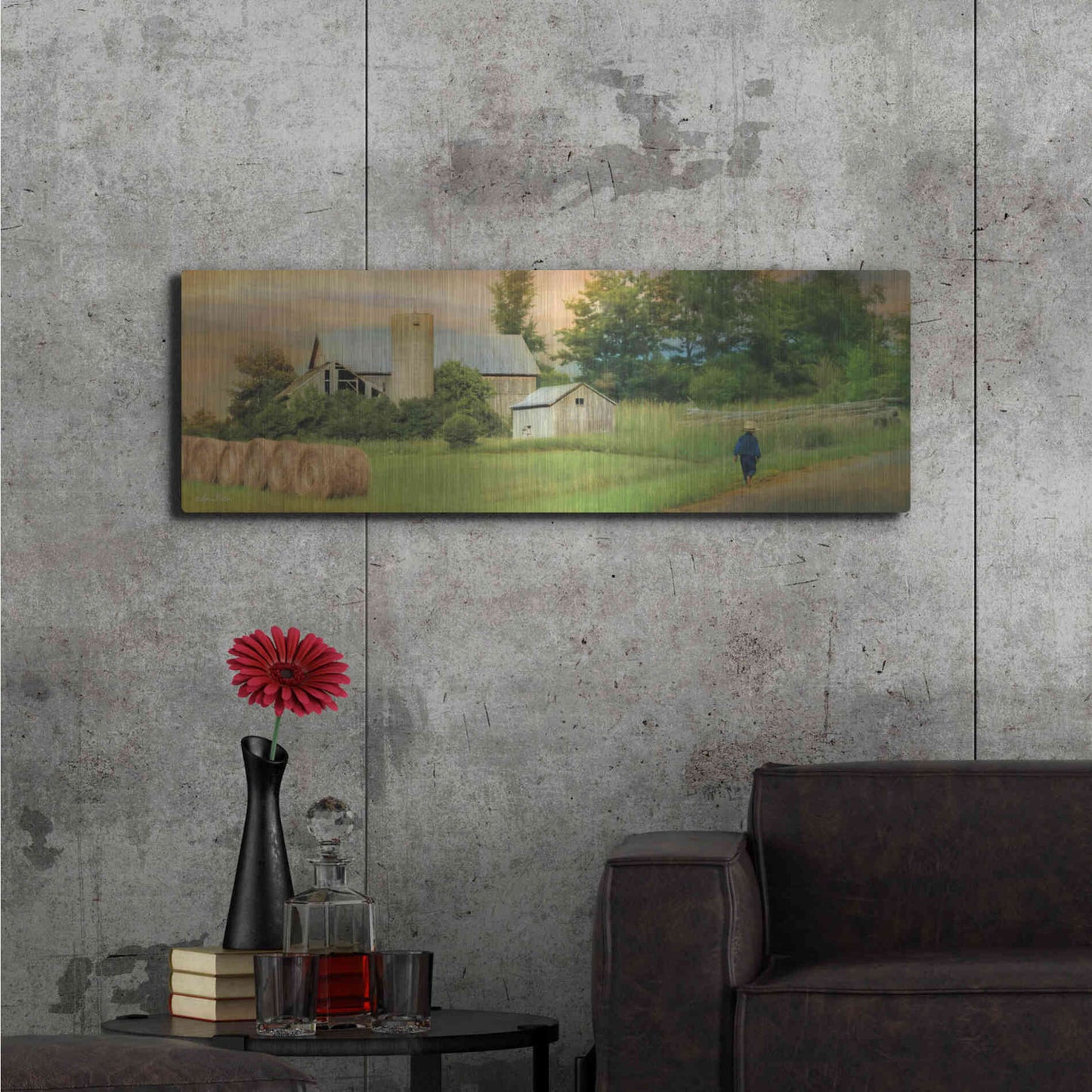 Luxe Metal Art 'Amish Barefoot Farmer' by Lori Deiter Metal Wall Art,48x16