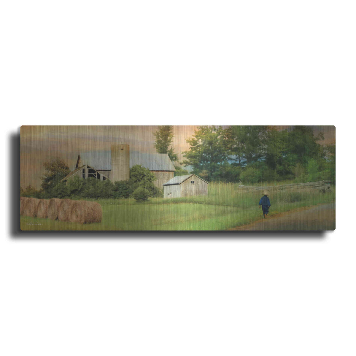 Luxe Metal Art 'Amish Barefoot Farmer' by Lori Deiter Metal Wall Art