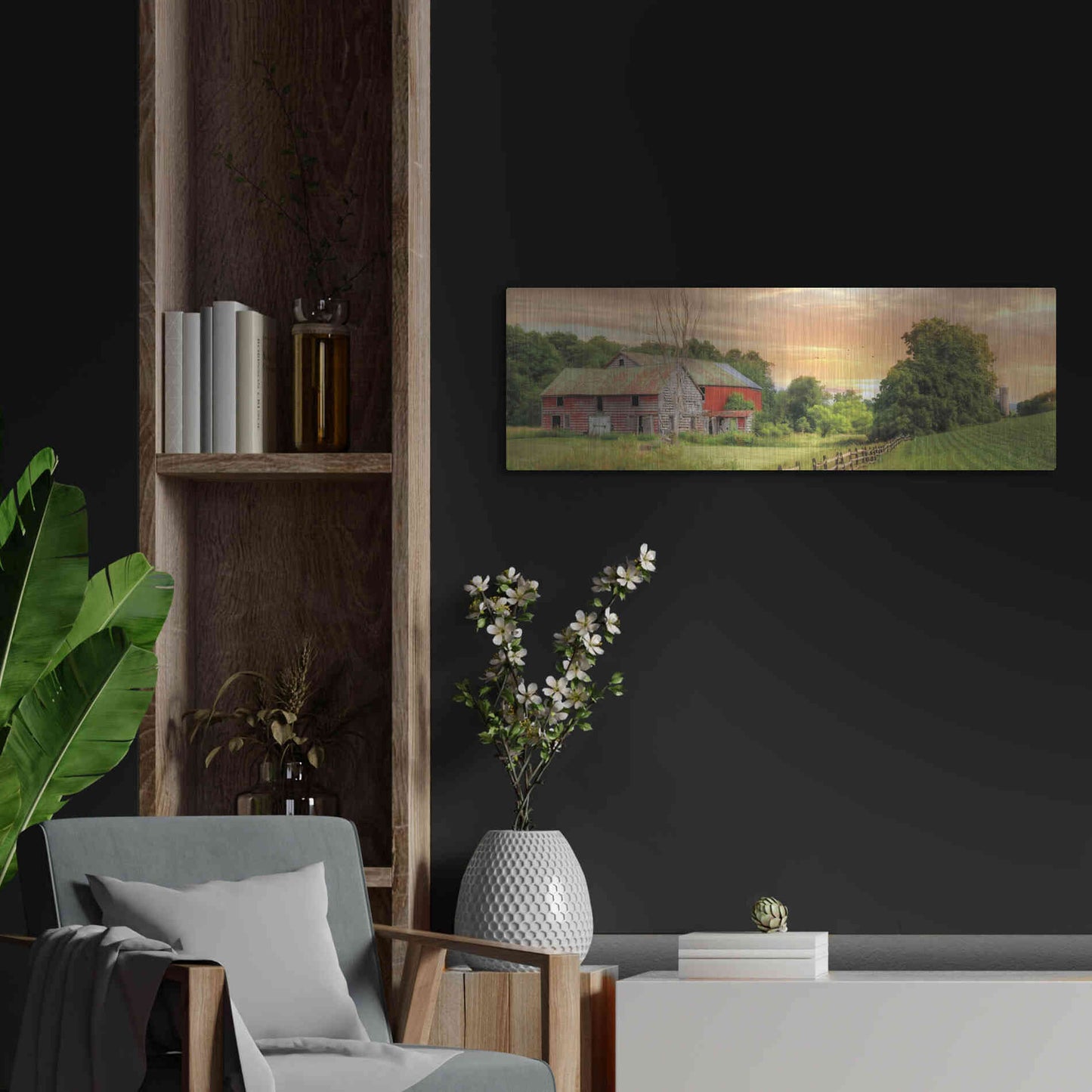 Luxe Metal Art 'Greener Pastures' by Lori Deiter Metal Wall Art,36x12