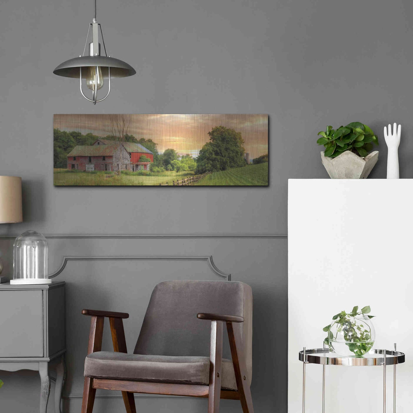 Luxe Metal Art 'Greener Pastures' by Lori Deiter Metal Wall Art,36x12