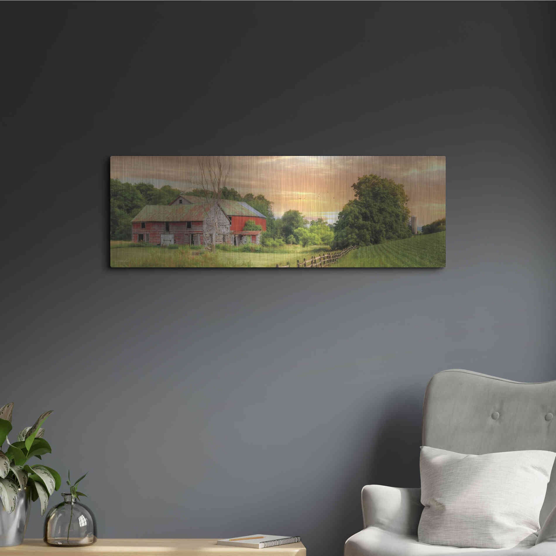 Luxe Metal Art 'Greener Pastures' by Lori Deiter Metal Wall Art,36x12