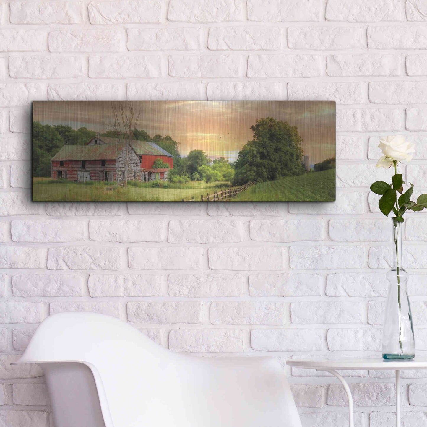 Luxe Metal Art 'Greener Pastures' by Lori Deiter Metal Wall Art,36x12