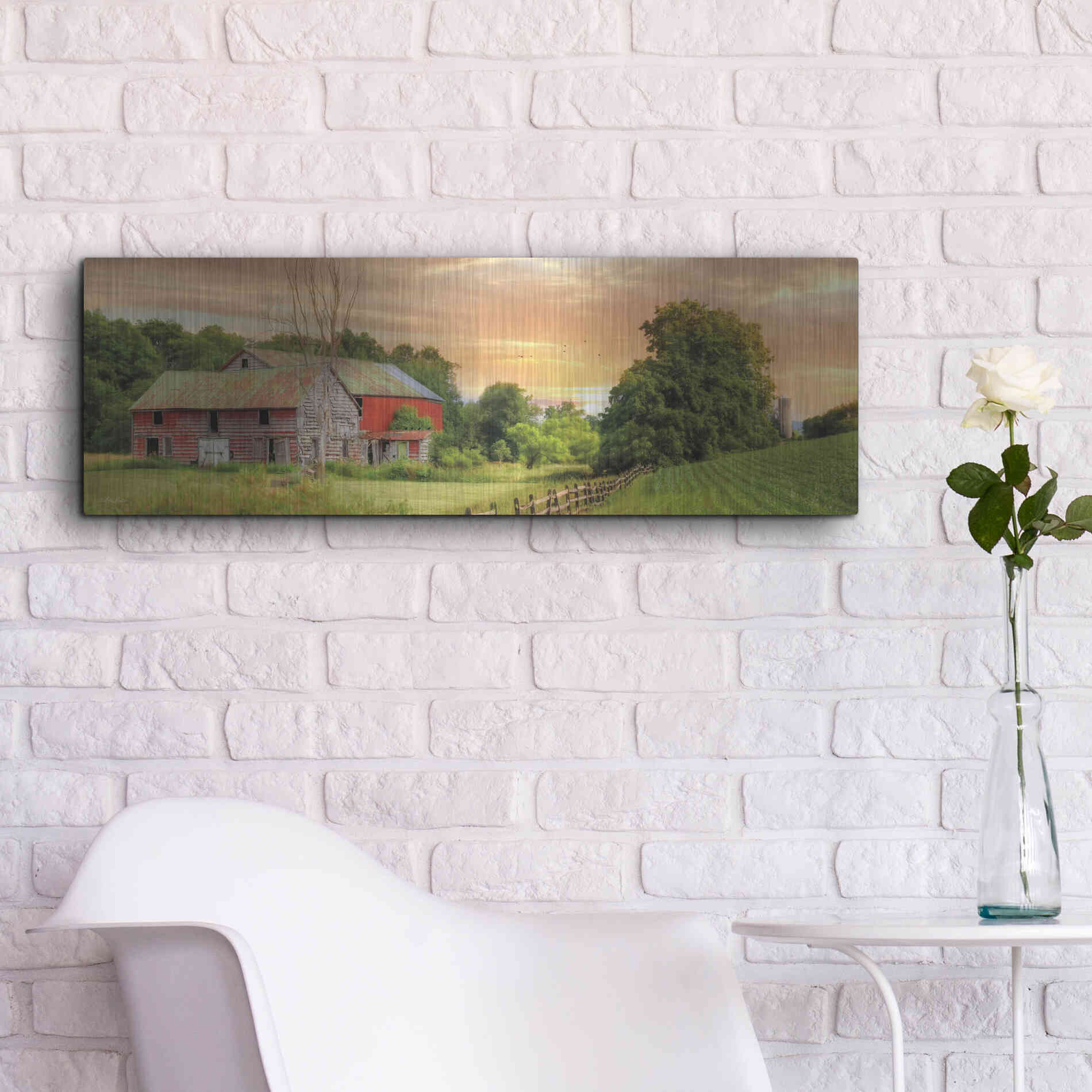 Luxe Metal Art 'Greener Pastures' by Lori Deiter Metal Wall Art,36x12