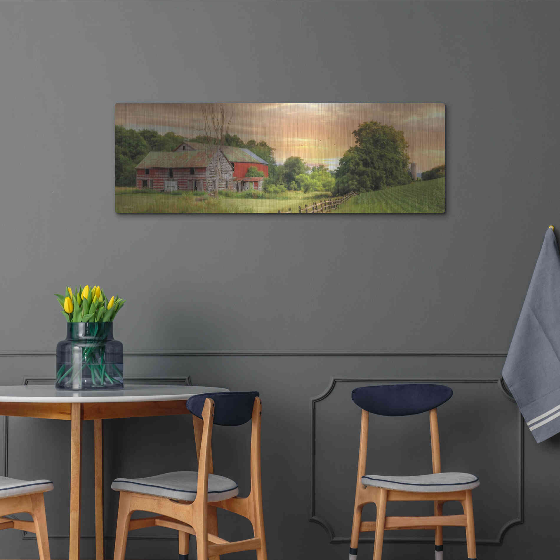 Luxe Metal Art 'Greener Pastures' by Lori Deiter Metal Wall Art,48x16