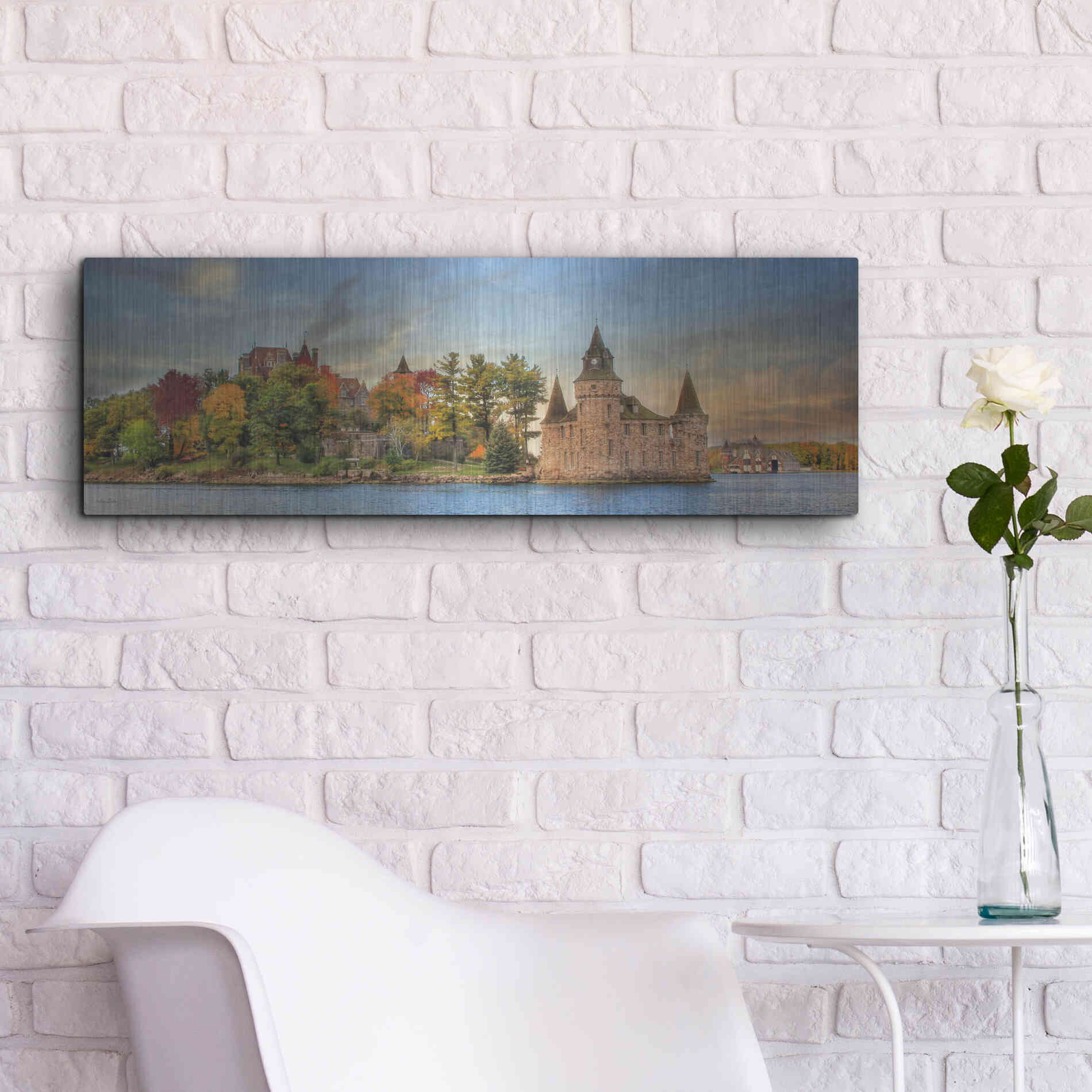 Luxe Metal Art 'Autumn at the Castle' by Lori Deiter Metal Wall Art,36x12
