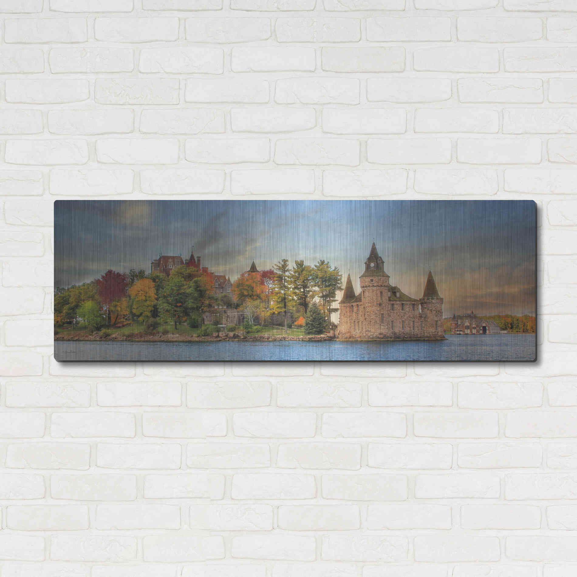 Luxe Metal Art 'Autumn at the Castle' by Lori Deiter Metal Wall Art,48x16