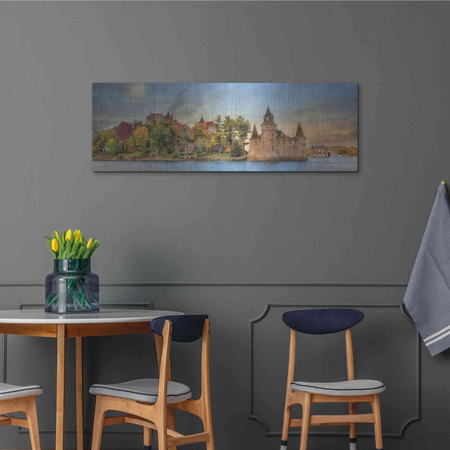 Luxe Metal Art 'Autumn at the Castle' by Lori Deiter Metal Wall Art,48x16