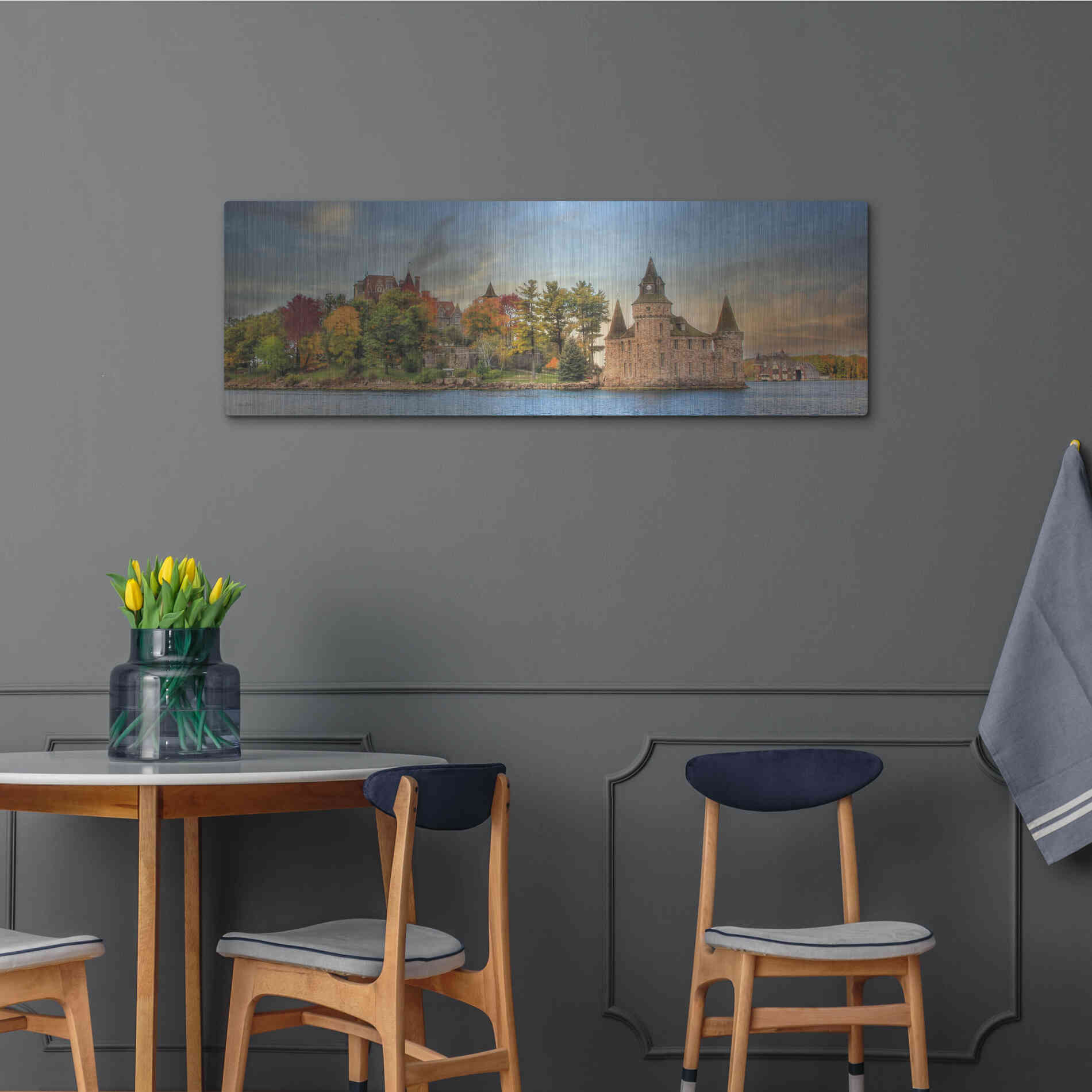 Luxe Metal Art 'Autumn at the Castle' by Lori Deiter Metal Wall Art,48x16