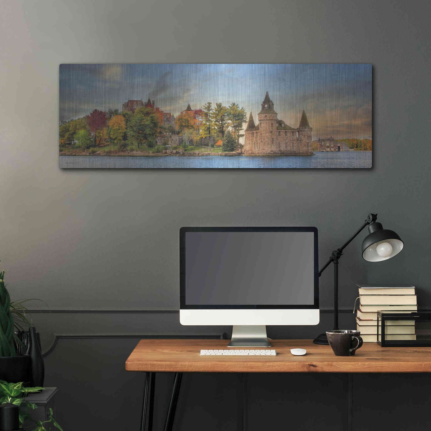 Luxe Metal Art 'Autumn at the Castle' by Lori Deiter Metal Wall Art,48x16