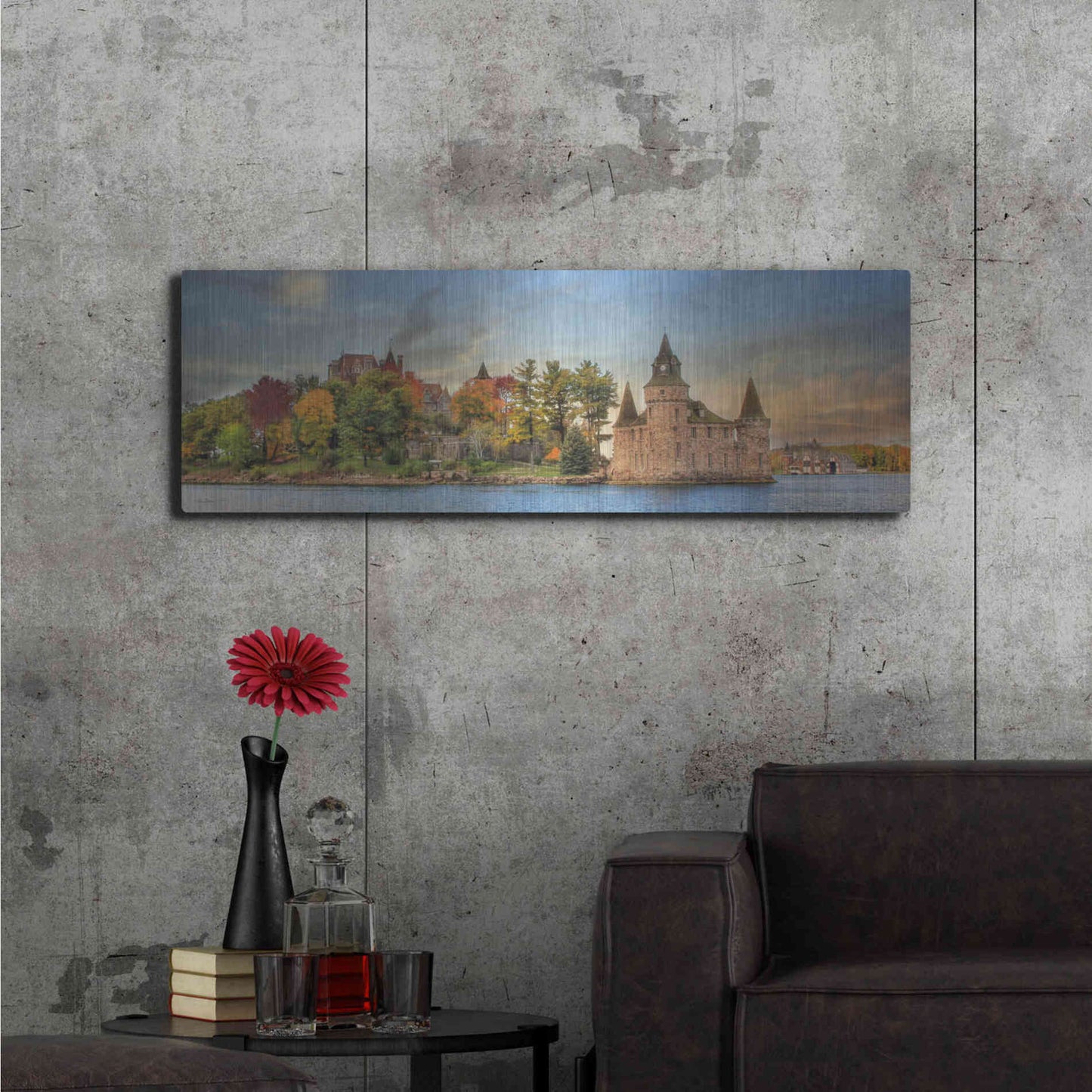 Luxe Metal Art 'Autumn at the Castle' by Lori Deiter Metal Wall Art,48x16