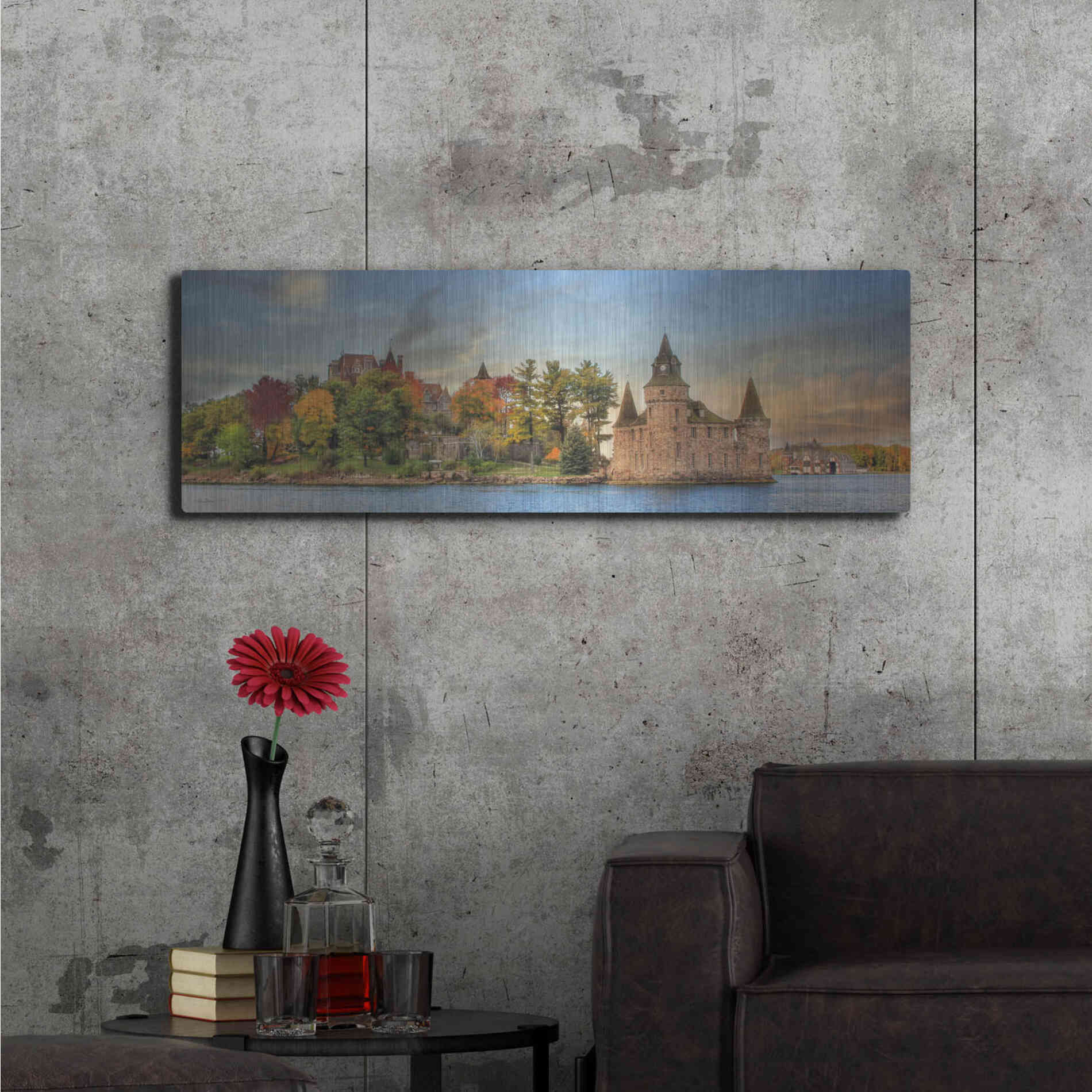 Luxe Metal Art 'Autumn at the Castle' by Lori Deiter Metal Wall Art,48x16