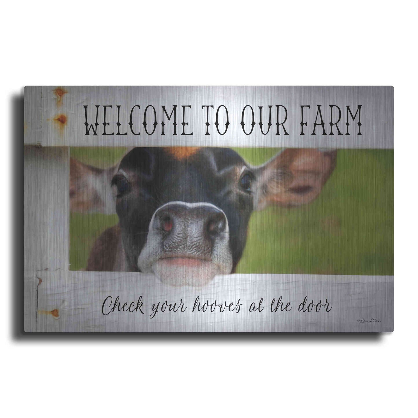 Luxe Metal Art 'Welcome Cow' by Lori Deiter Metal Wall Art