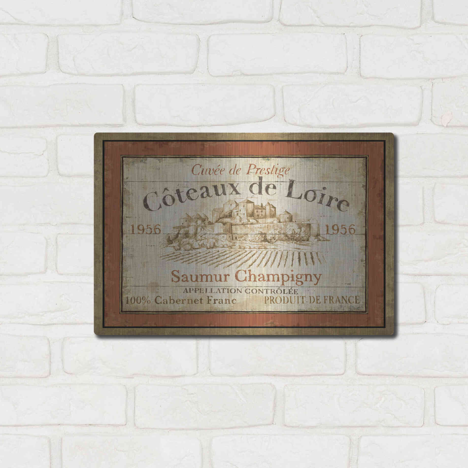Luxe Metal Art 'French Wine Label II' by Daphne Brissonet, Metal Wall Art,16x12
