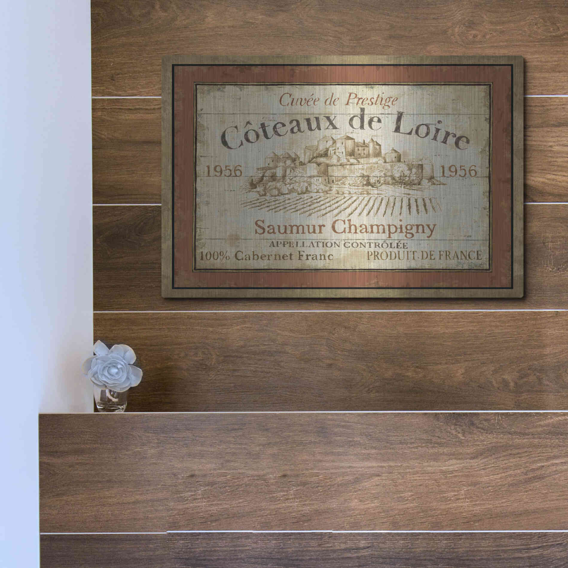 Luxe Metal Art 'French Wine Label II' by Daphne Brissonet, Metal Wall Art,16x12