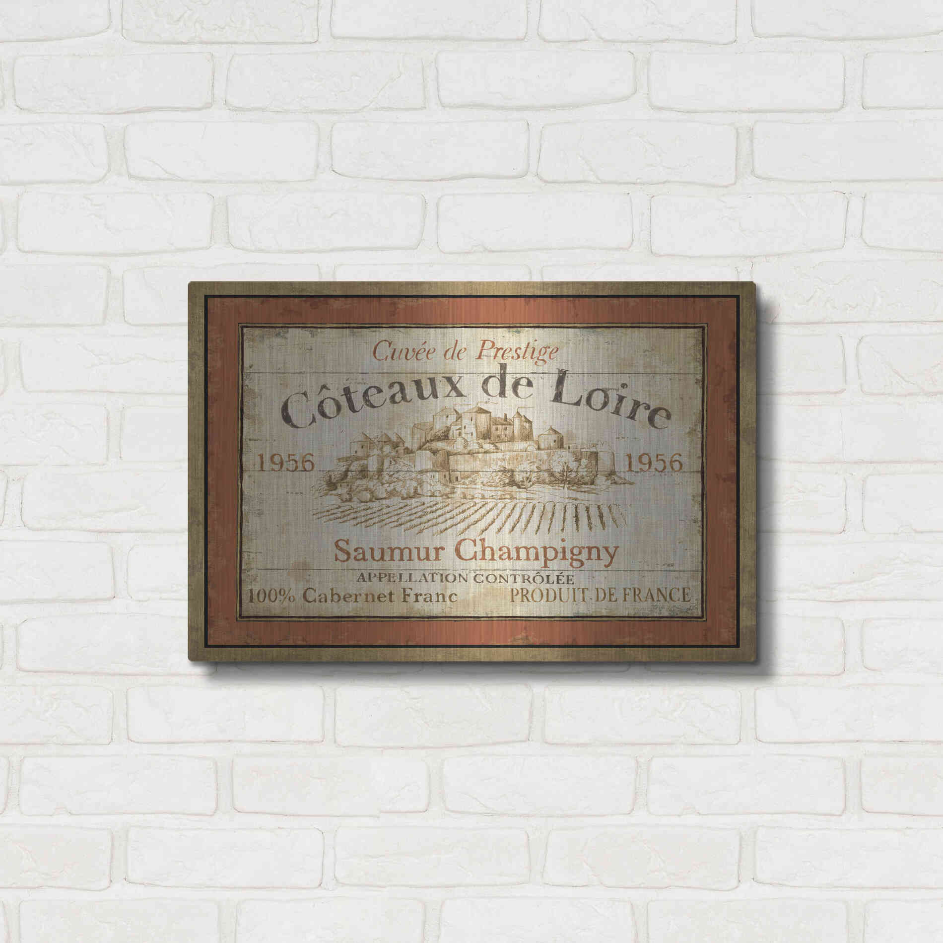 Luxe Metal Art 'French Wine Label II' by Daphne Brissonet, Metal Wall Art,24x16
