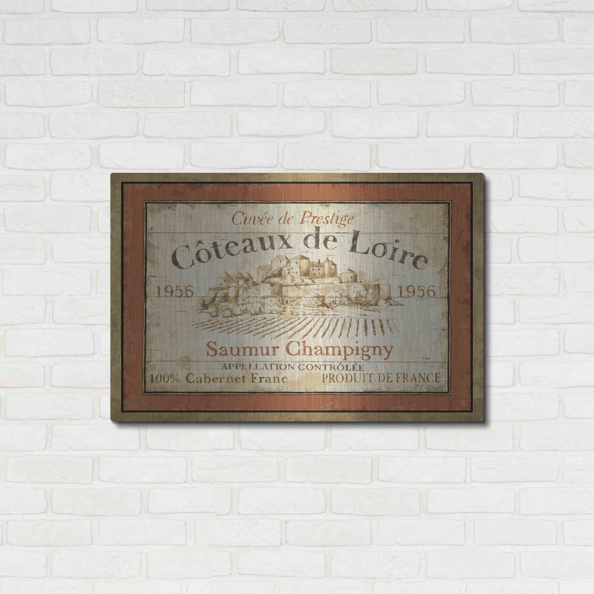 Luxe Metal Art 'French Wine Label II' by Daphne Brissonet, Metal Wall Art,36x24