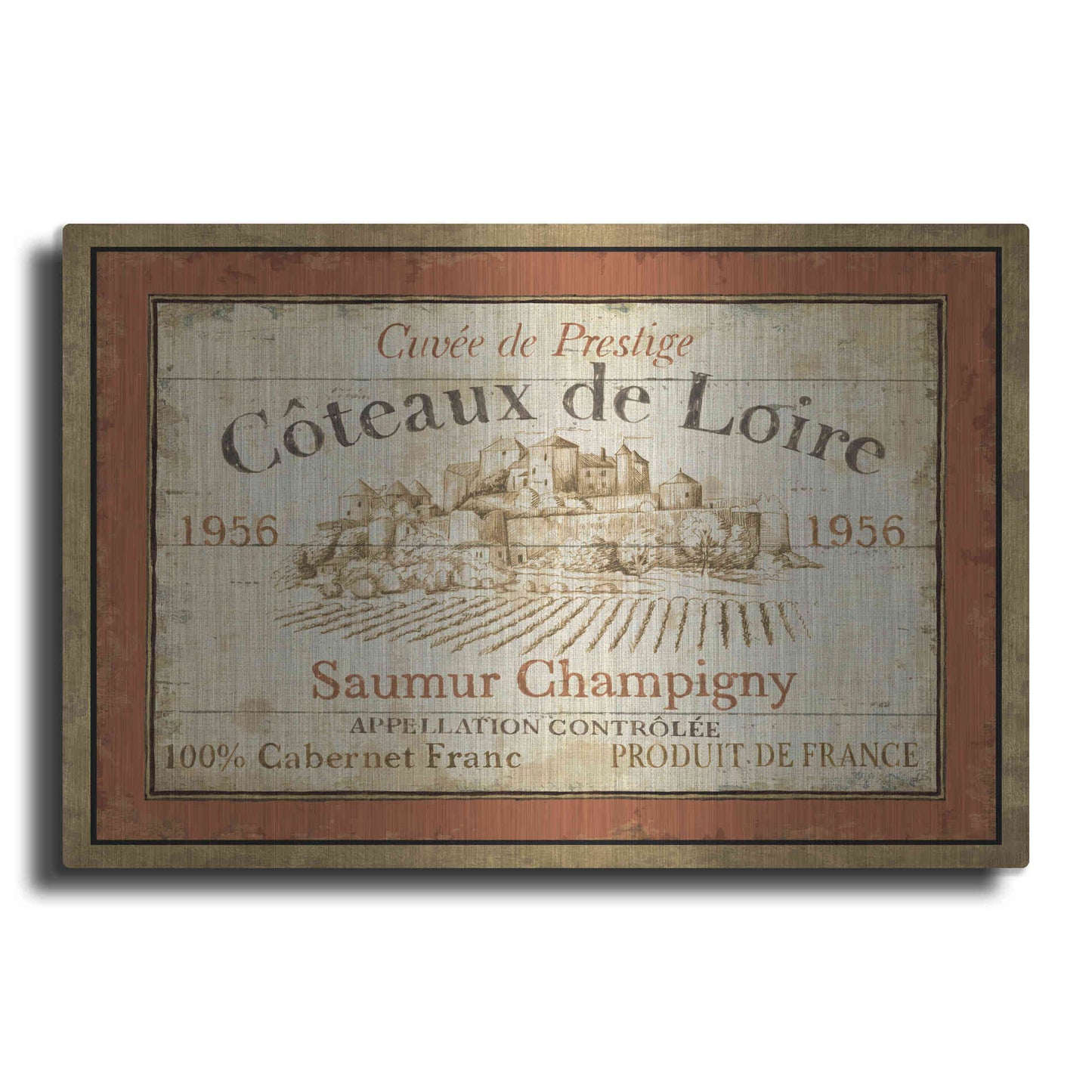 Luxe Metal Art 'French Wine Label II' by Daphne Brissonet, Metal Wall Art