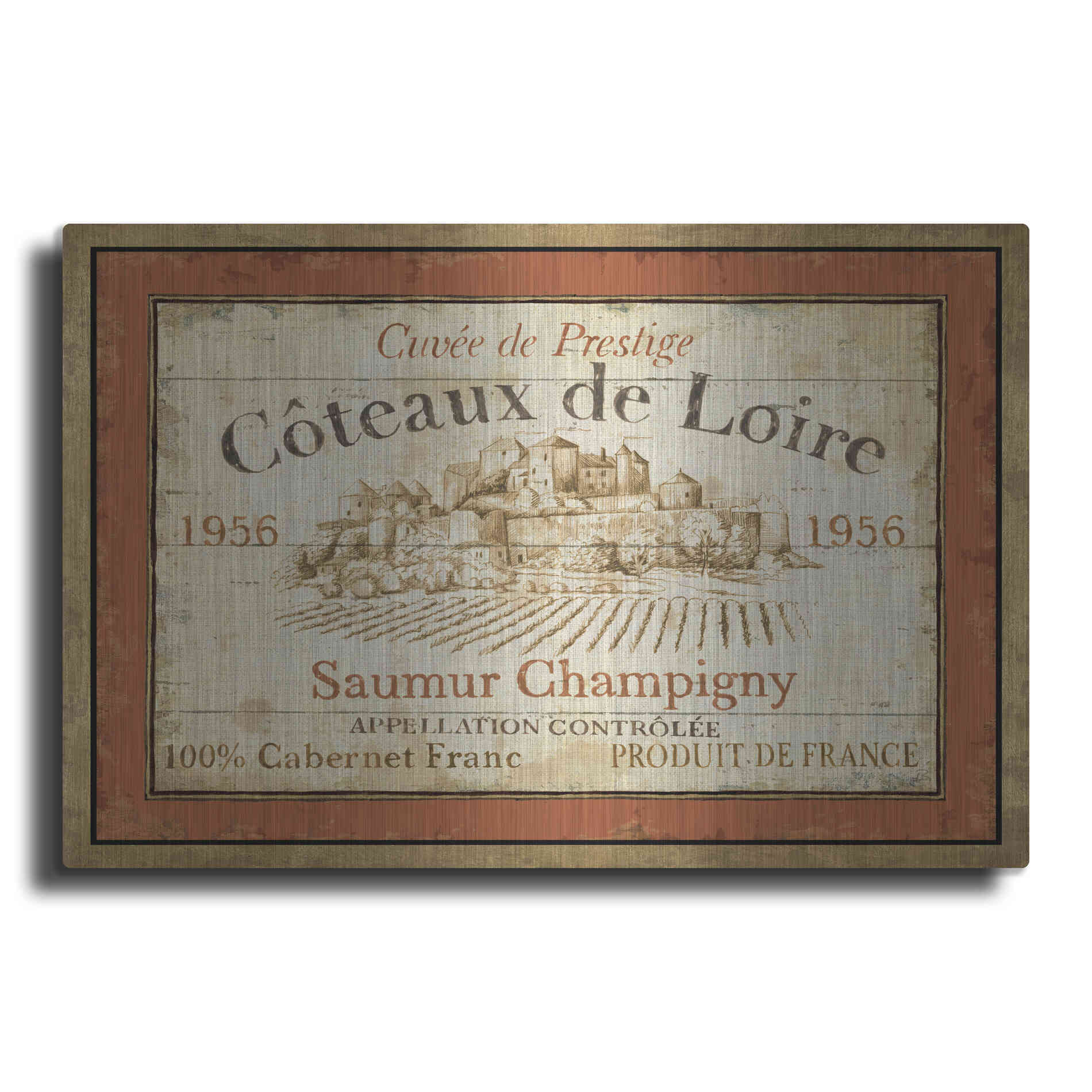 Luxe Metal Art 'French Wine Label II' by Daphne Brissonet, Metal Wall Art